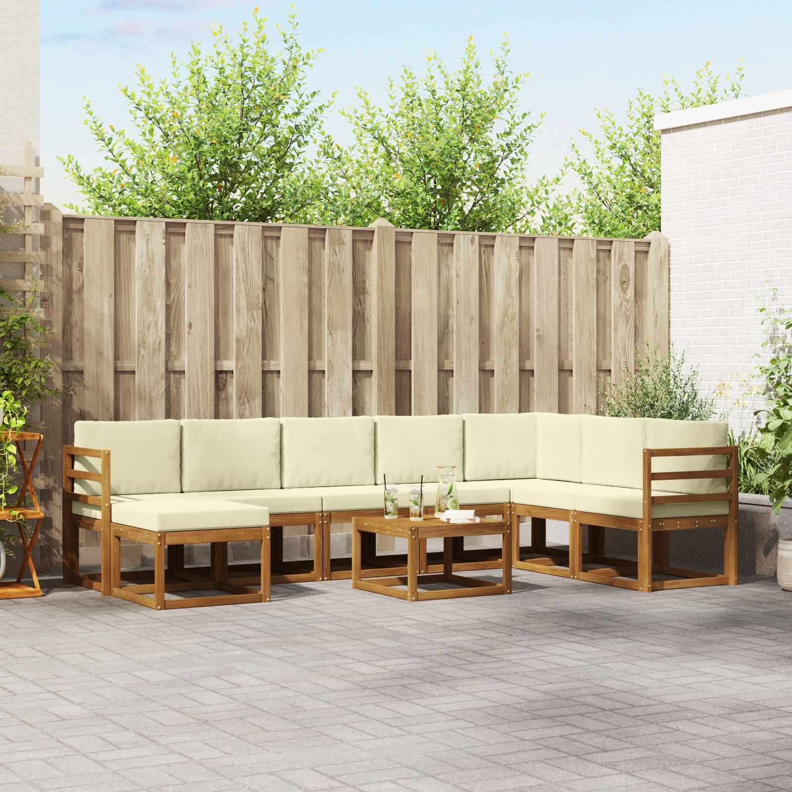 Set vanjskih sofa 9 kom. Prirodna i krem