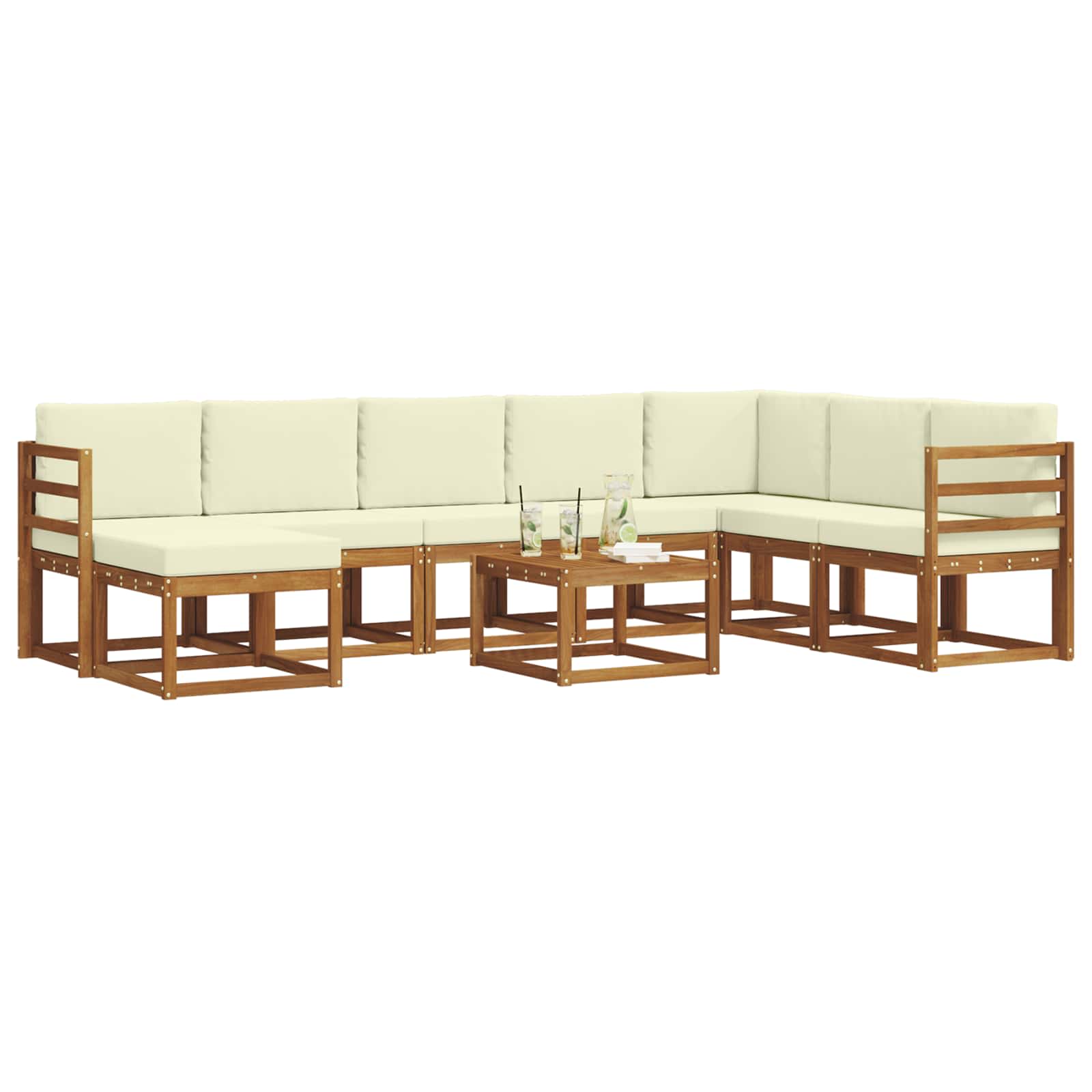 Set vanjskih sofa 9 kom. Prirodna i krem
