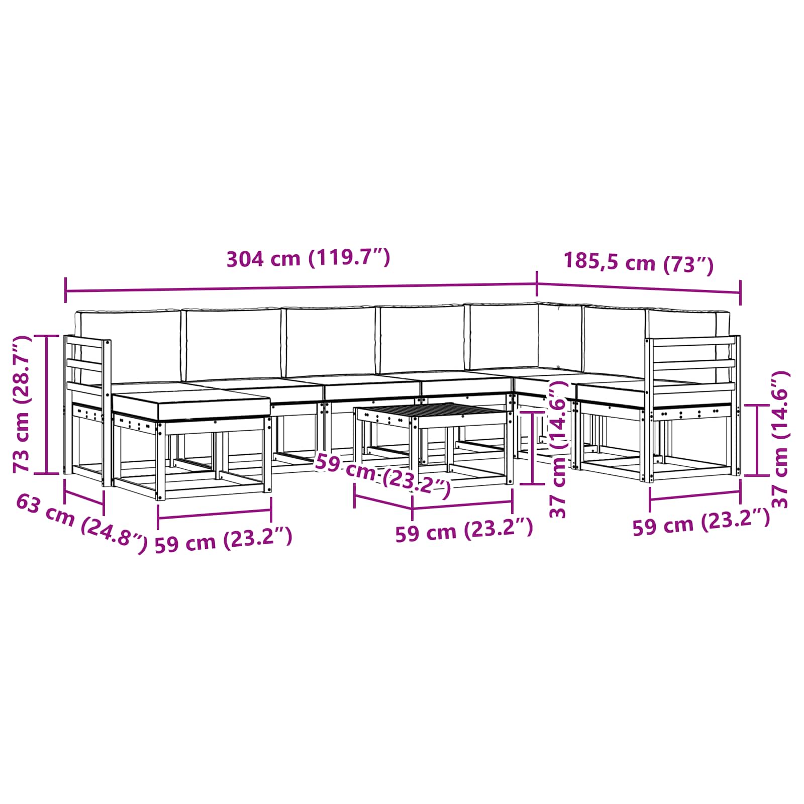 Set vanjskih sofa s jastukom 9 pcs Prirodna i antracit