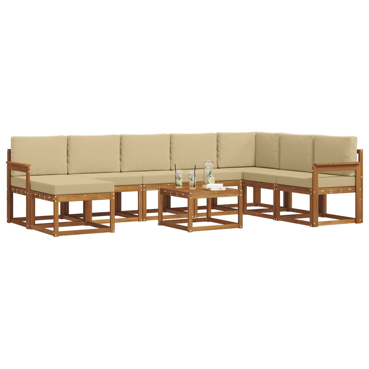 Set vanjskih sofa 9 kom. Prirodna i bež