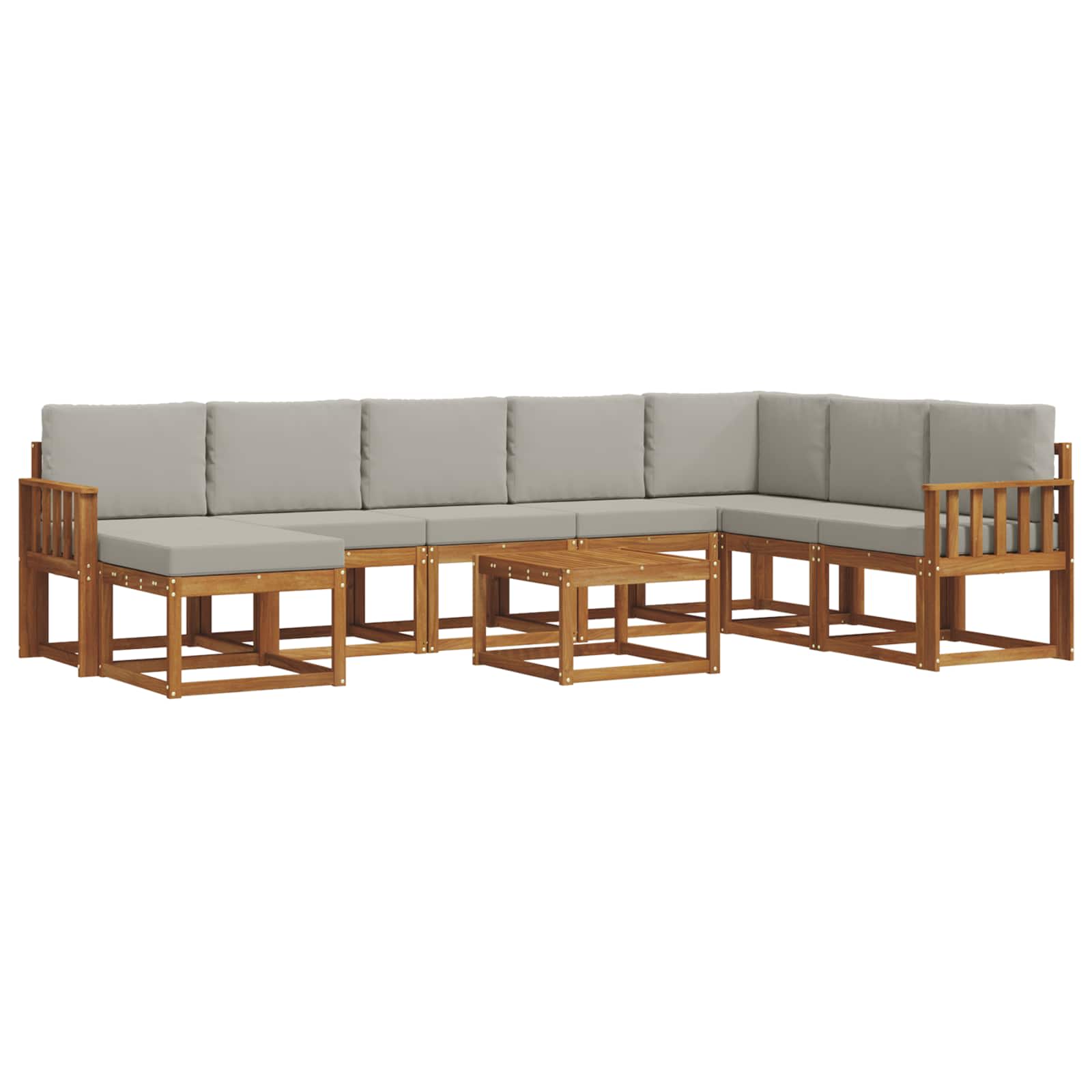 Set vanjskih sofa s jastukom 9 pcs Prirodna i svijetlo siva