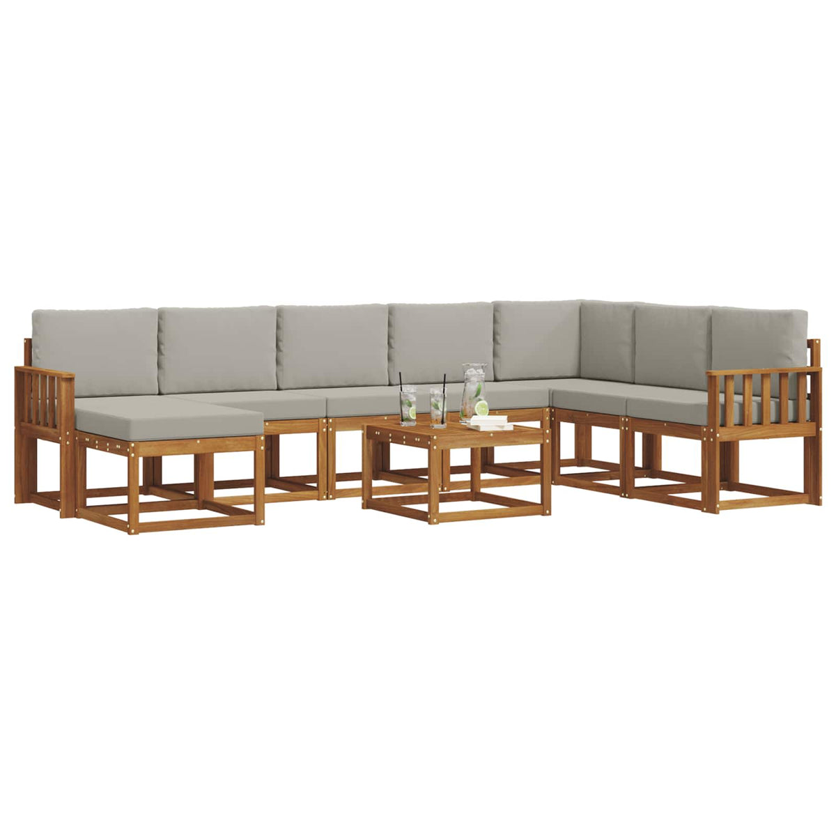 Set vanjskih sofa 9 kom. Prirodna i svijetlo siva