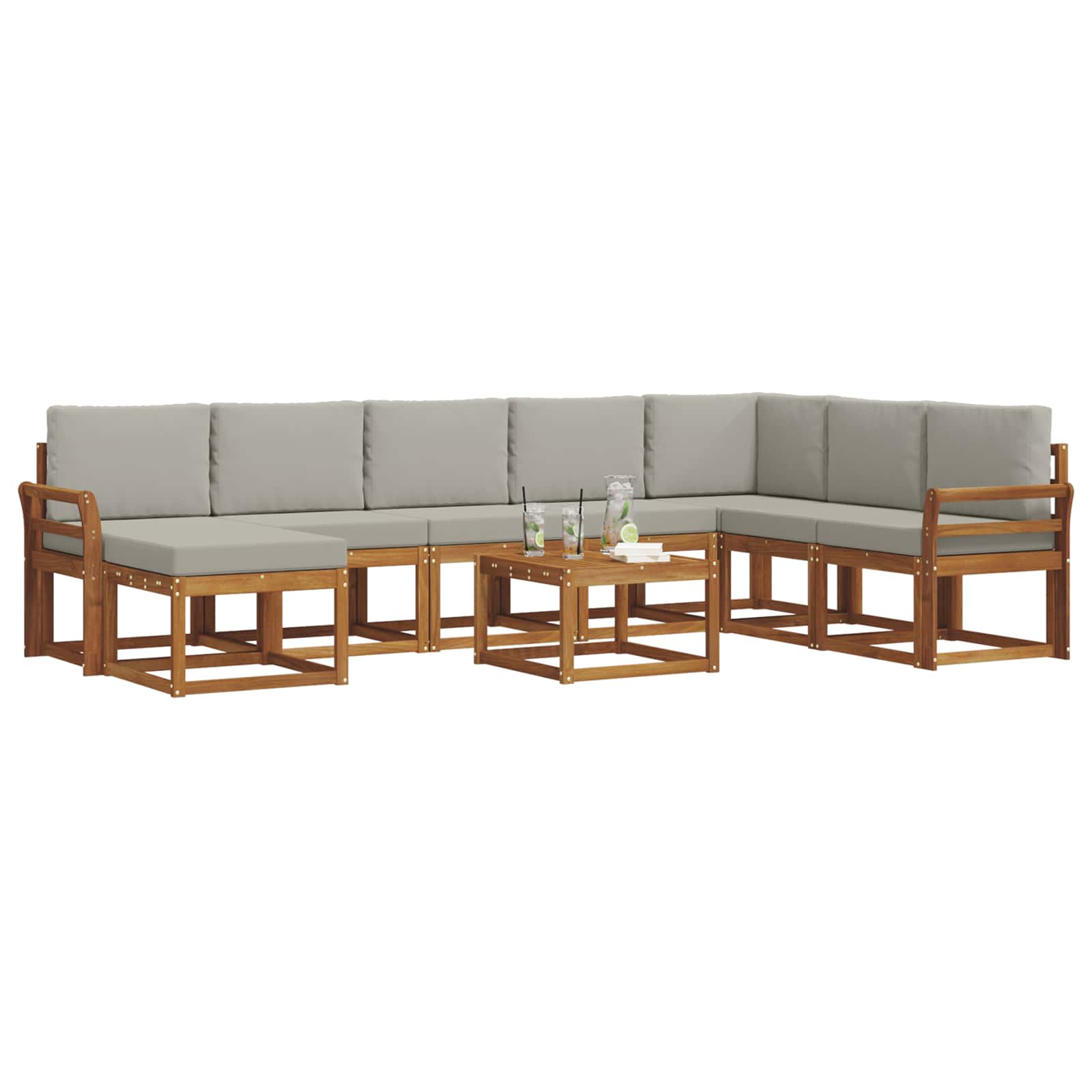 Set vanjskih sofa 9 kom. Prirodna i svijetlo siva