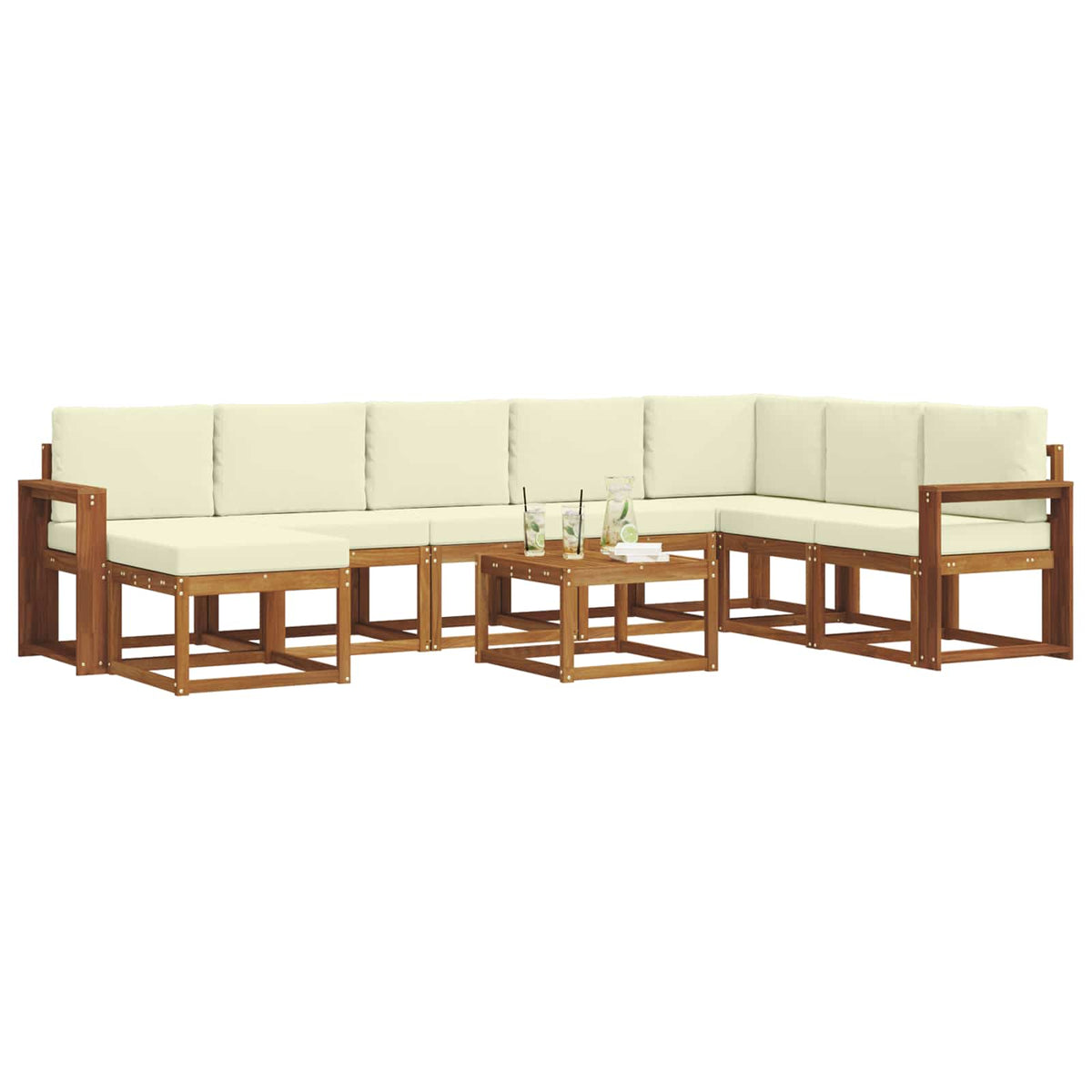 Set vanjskih sofa 9 kom. Prirodna i krem