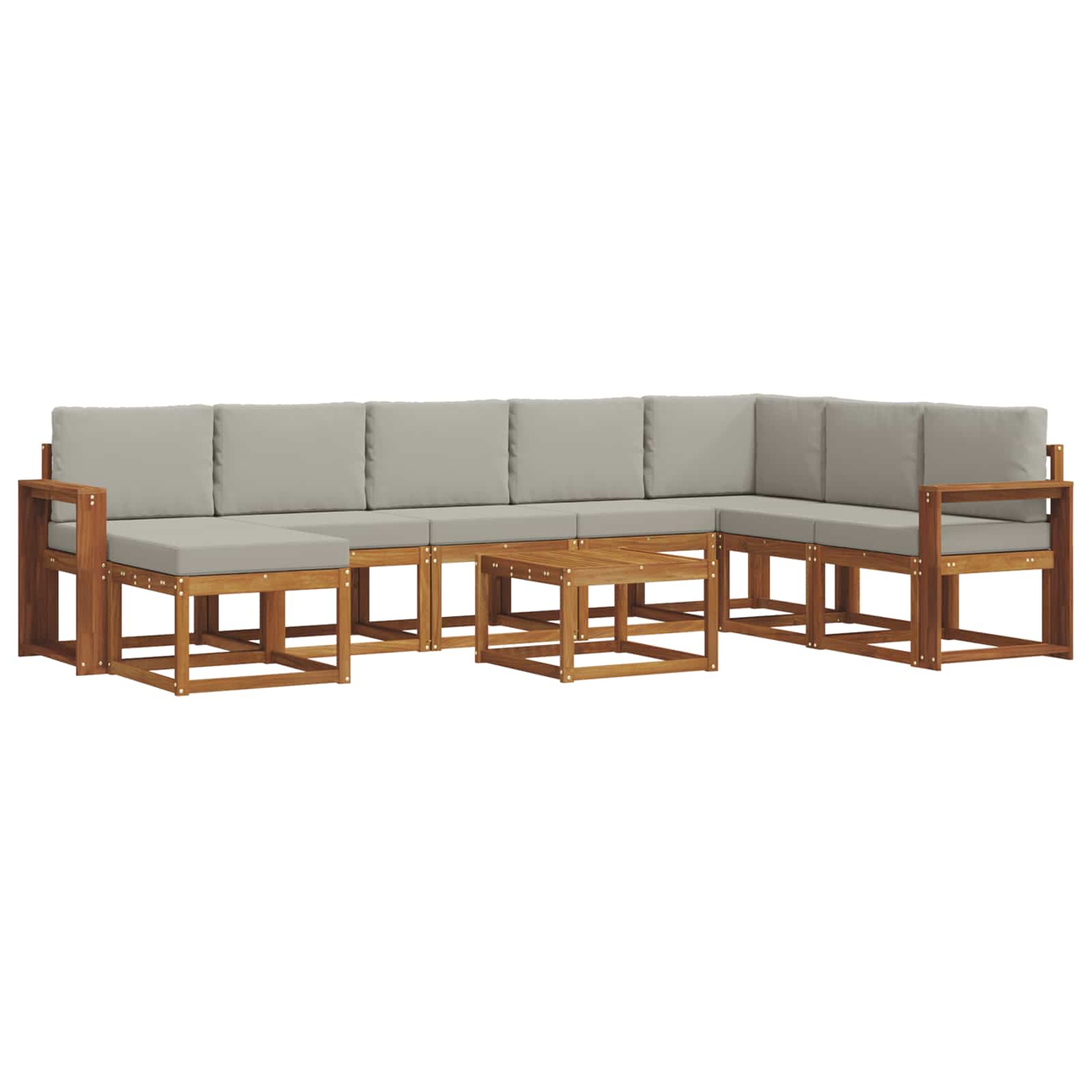 Set vanjskih sofa s jastukom 9 pcs Prirodna i svijetlo siva