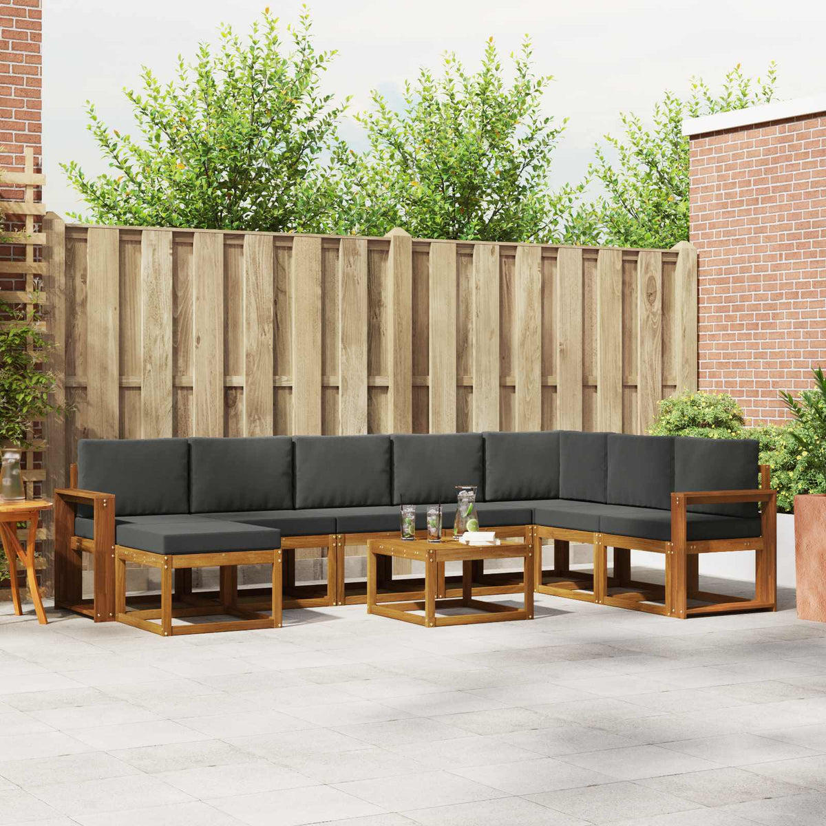 Set vanjskih sofa 9 kom. Prirodna i antracit