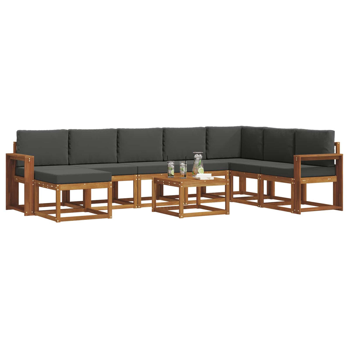 Set vanjskih sofa 9 kom. Prirodna i antracit