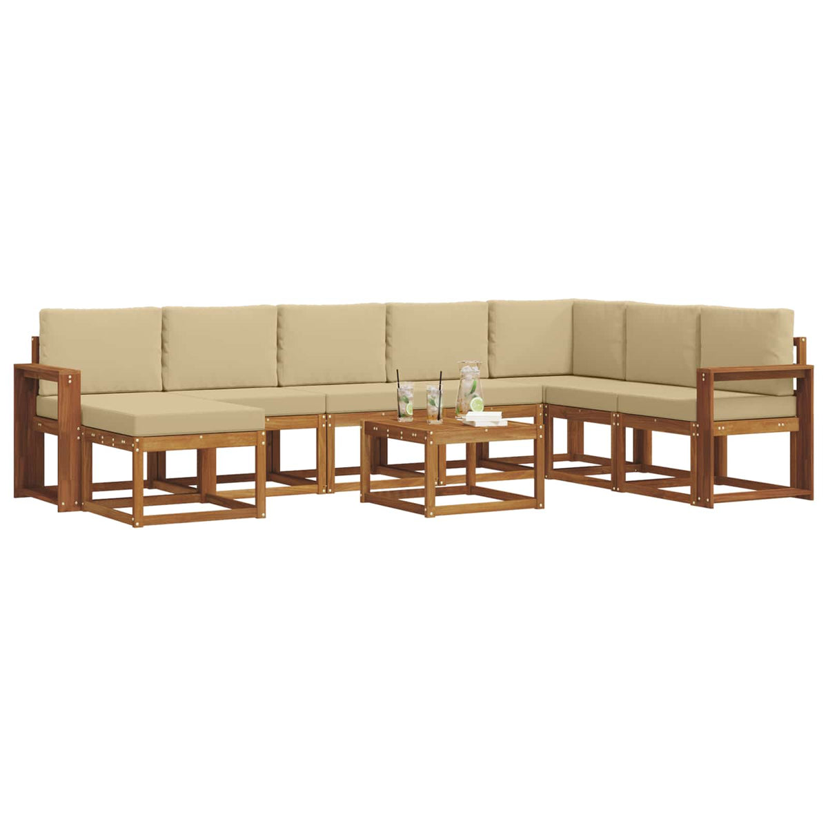 Set vanjskih sofa 9 kom. Prirodna i bež
