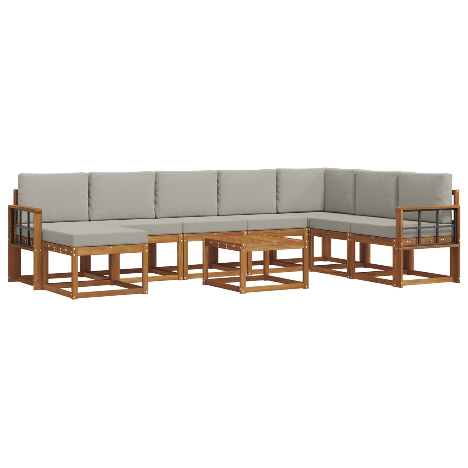 Set vanjskih sofa s jastukom 9 pcs Prirodna i svijetlo siva