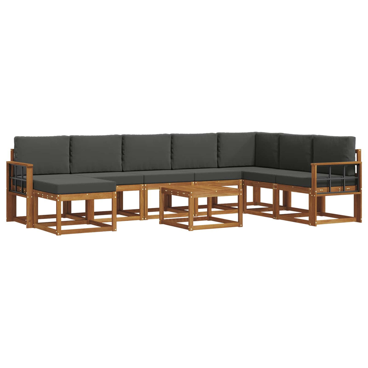 Set vanjskih sofa 9 kom. Prirodna i antracit