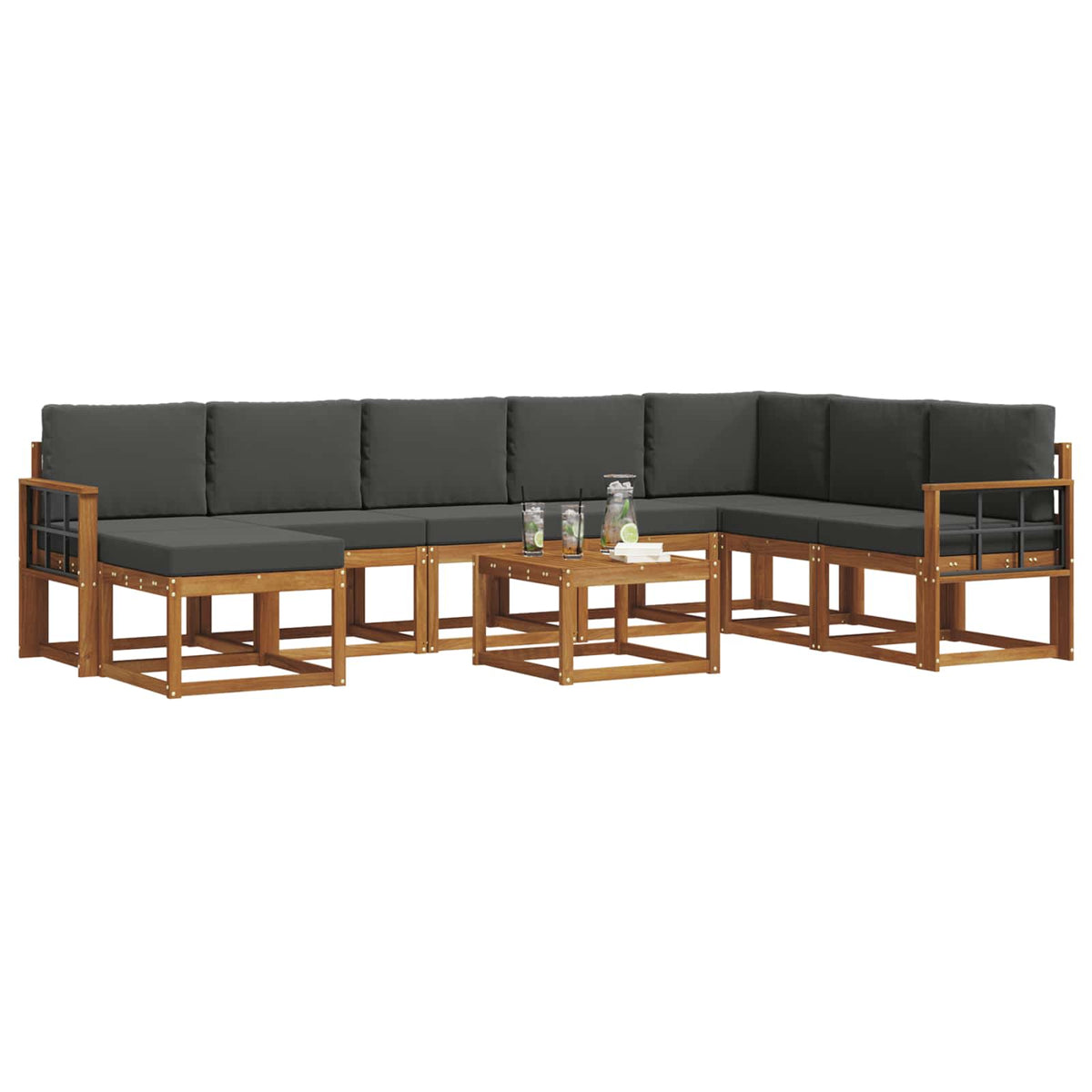 Set vanjskih sofa 9 kom. Prirodna i antracit