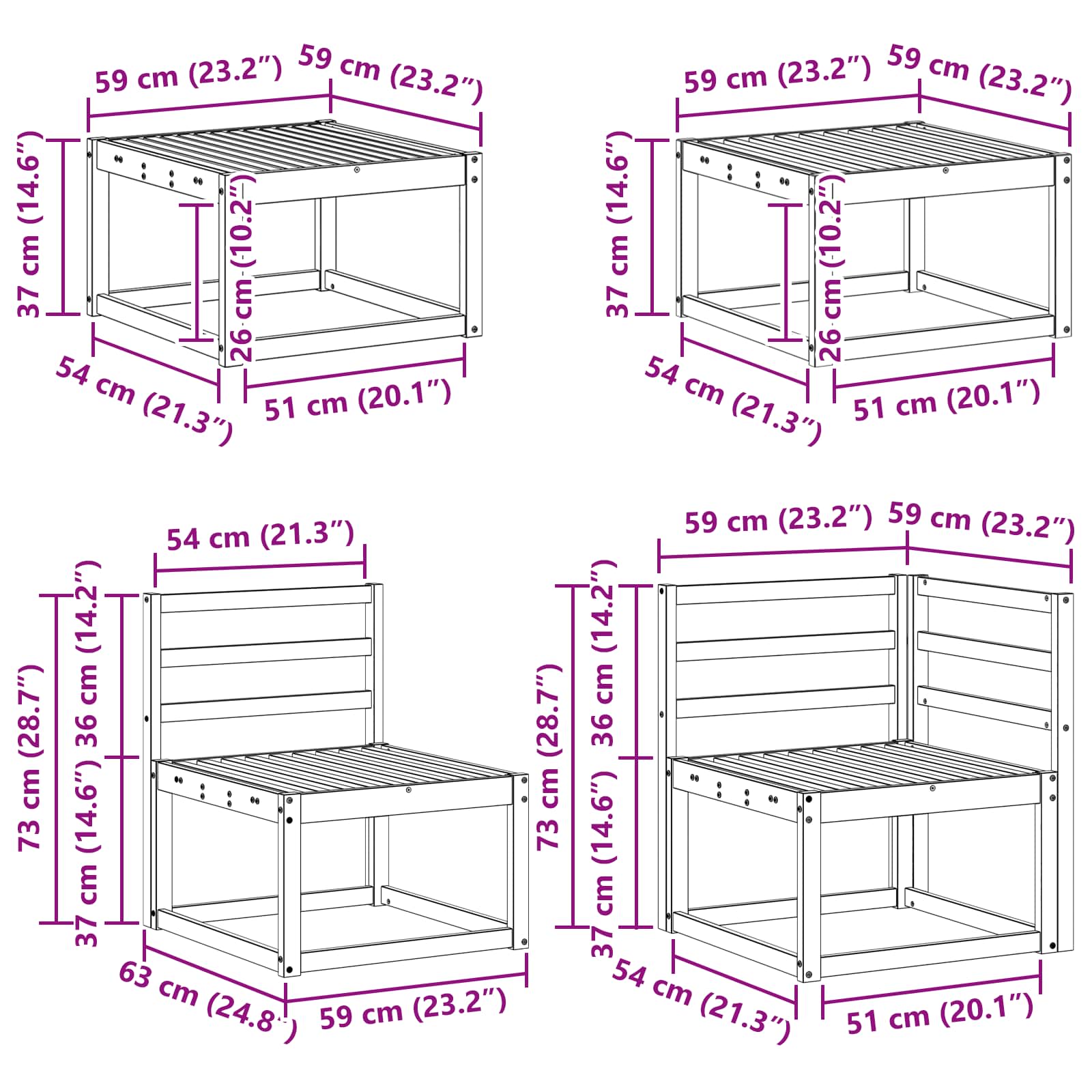 Set vanjskih sofa 9 pcs Prirodna Čvrsto drvo akacije