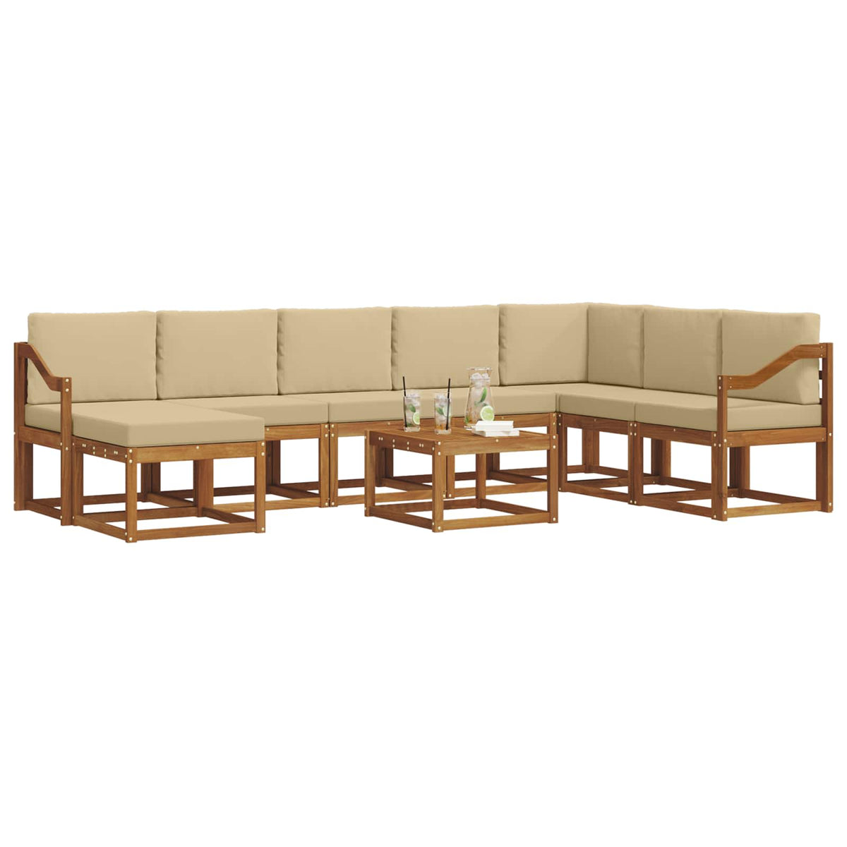 Set vanjskih sofa 9 kom. Prirodna i bež