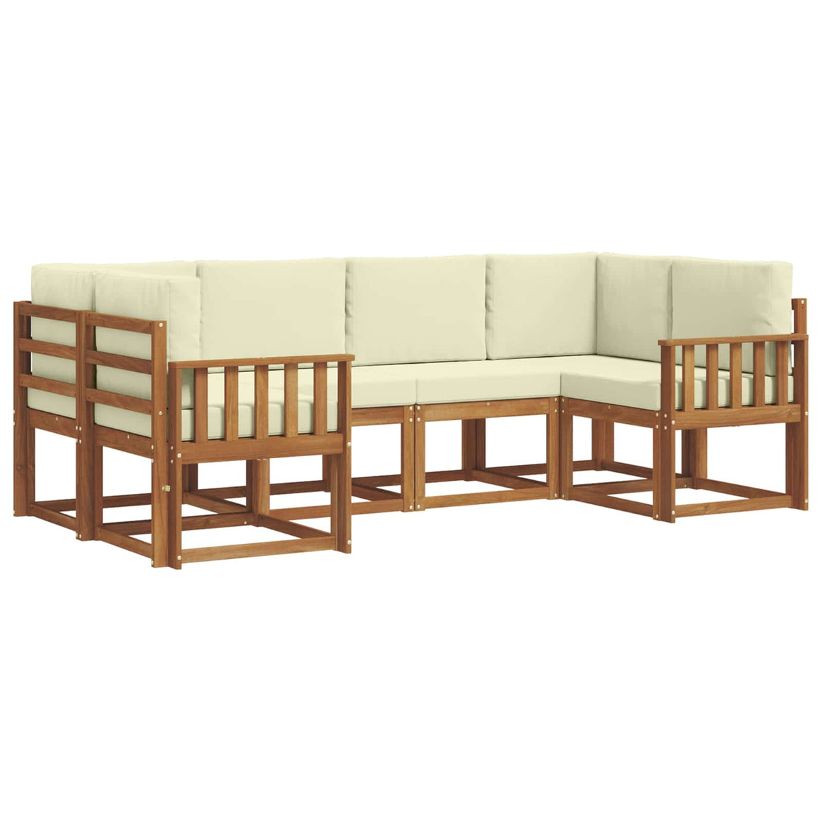 Set vanjskih sofa 6 kom. Prirodna i krem Smeđa 245 x 128,5 x 73 cm