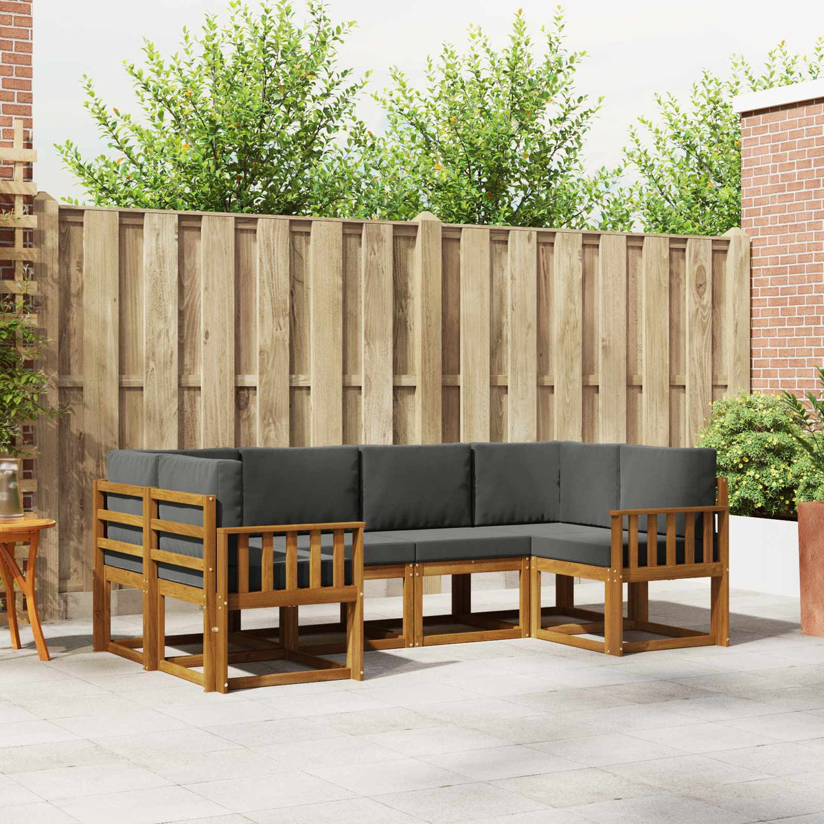 Set vanjskih sofa s jastukom 6 pcs Prirodna i antracit