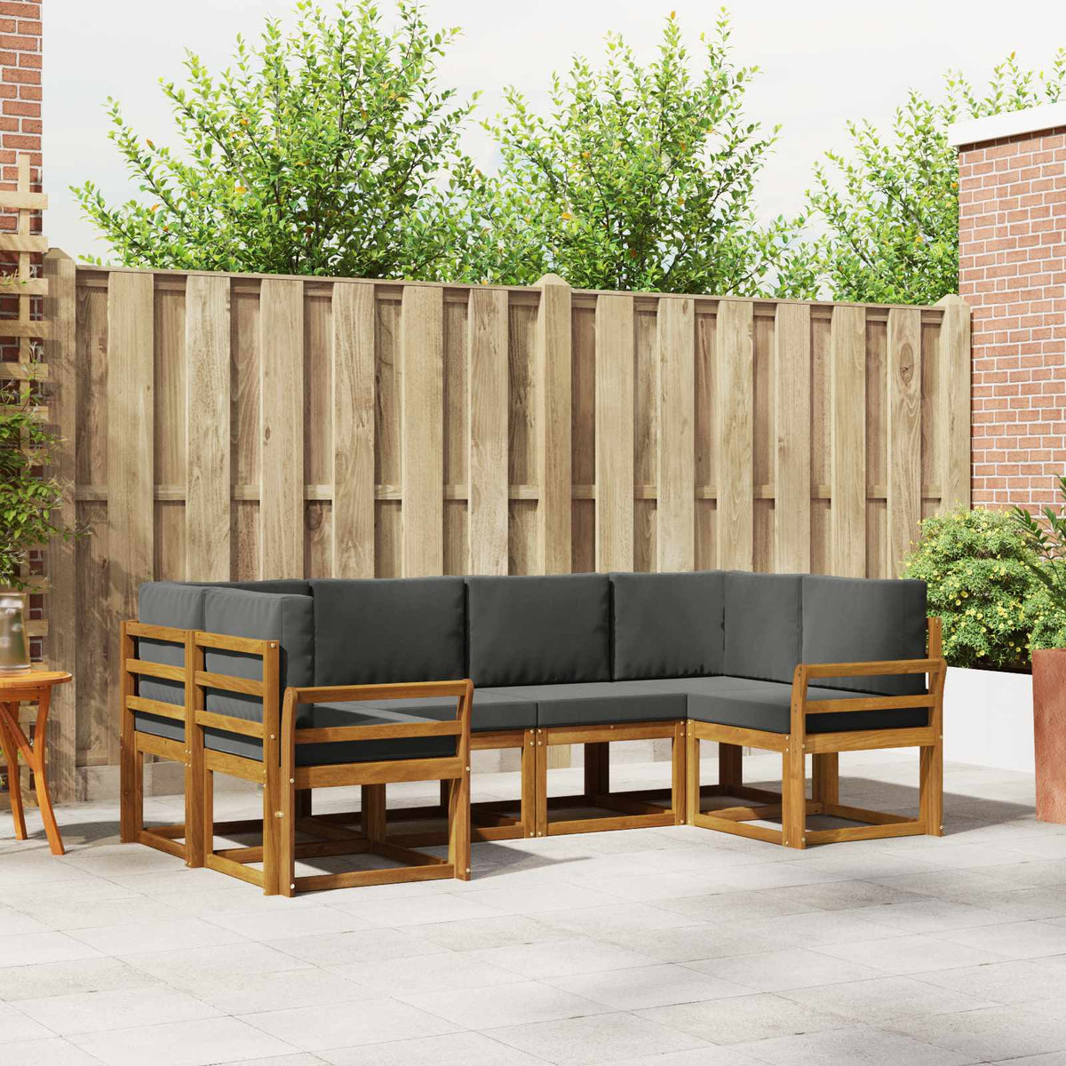 Set vanjskih sofa s jastukom 6 pcs Prirodna i antracit