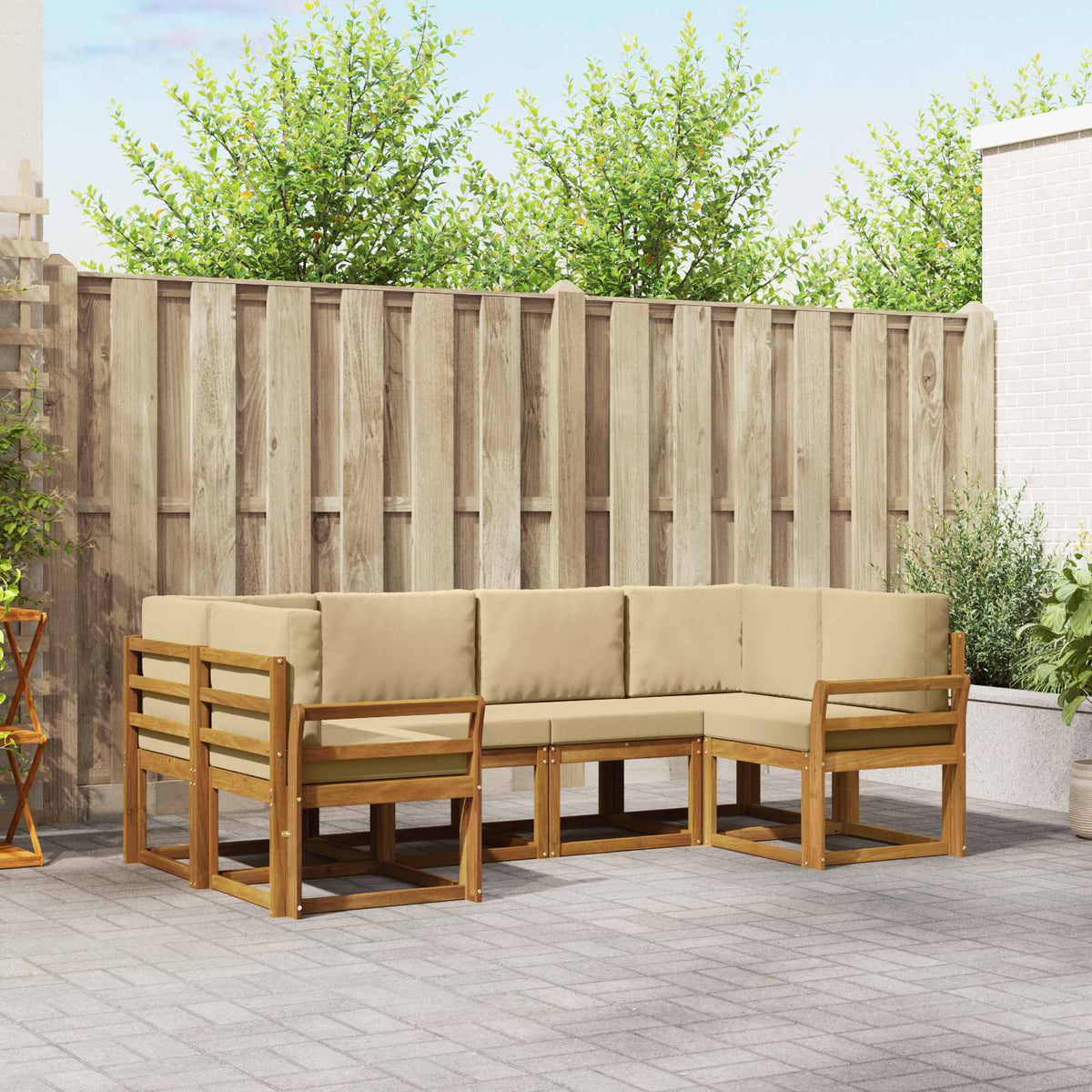 Set vanjskih sofa 6 kom. Prirodna i bež