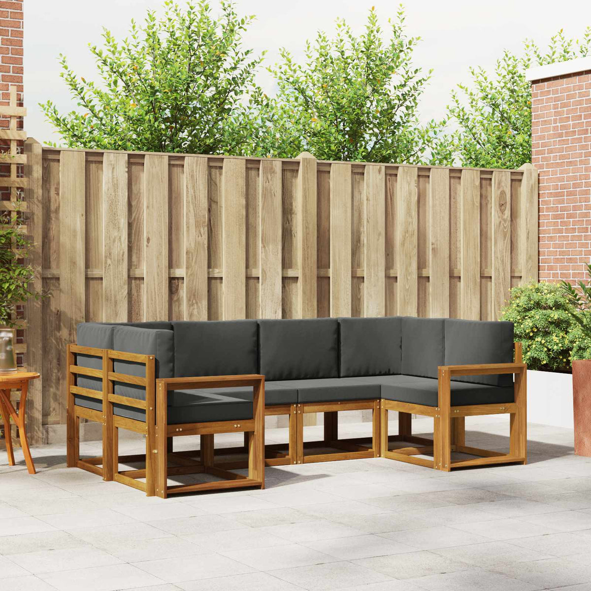 Set vanjskih sofa s jastukom 6 pcs Prirodna i antracit