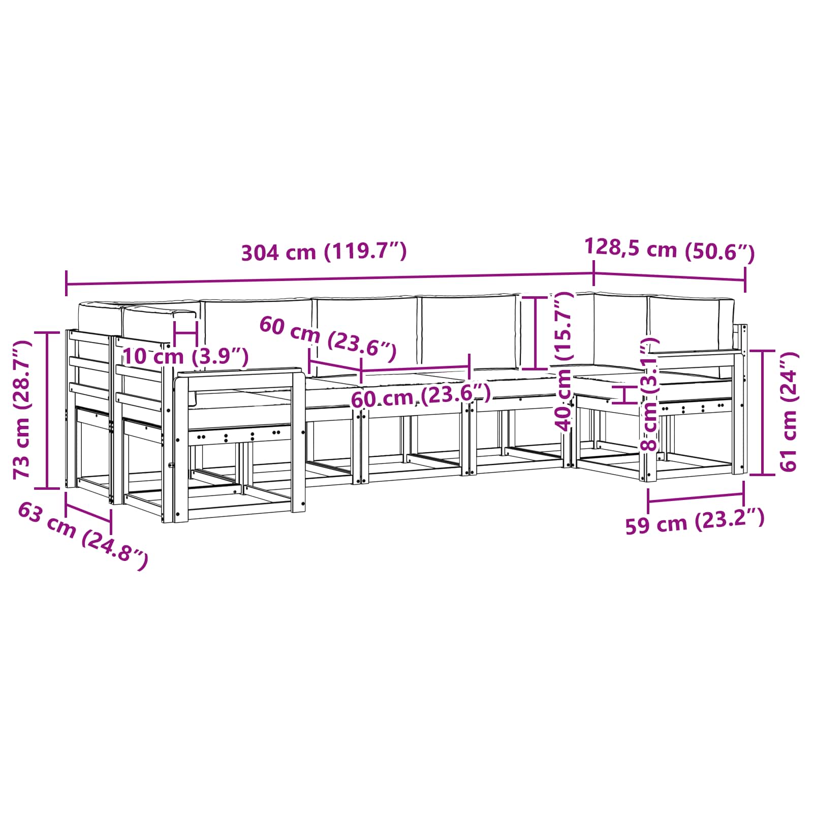 Set vanjskih sofa 7 kom. Prirodna i krem