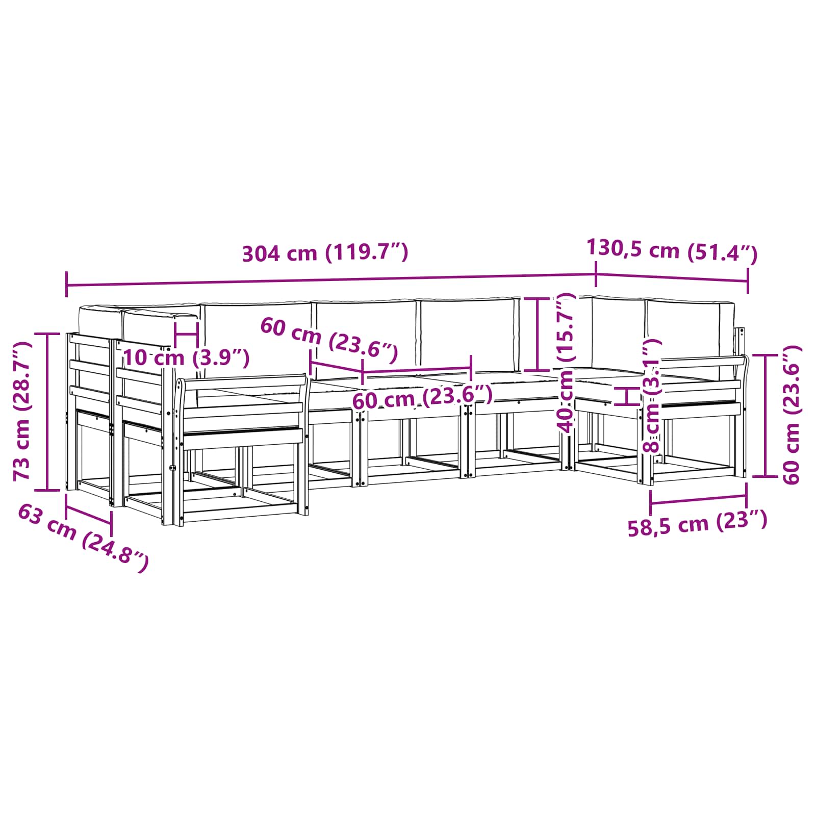 Set vanjskih sofa 7 kom. Prirodna i bež
