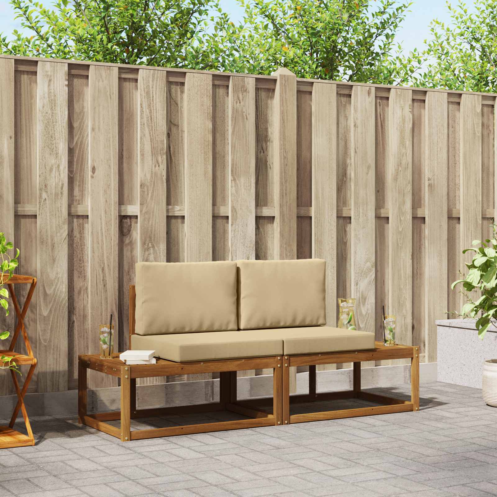 Set vanjskih sofa s jastukom 2 pcs Prirodna