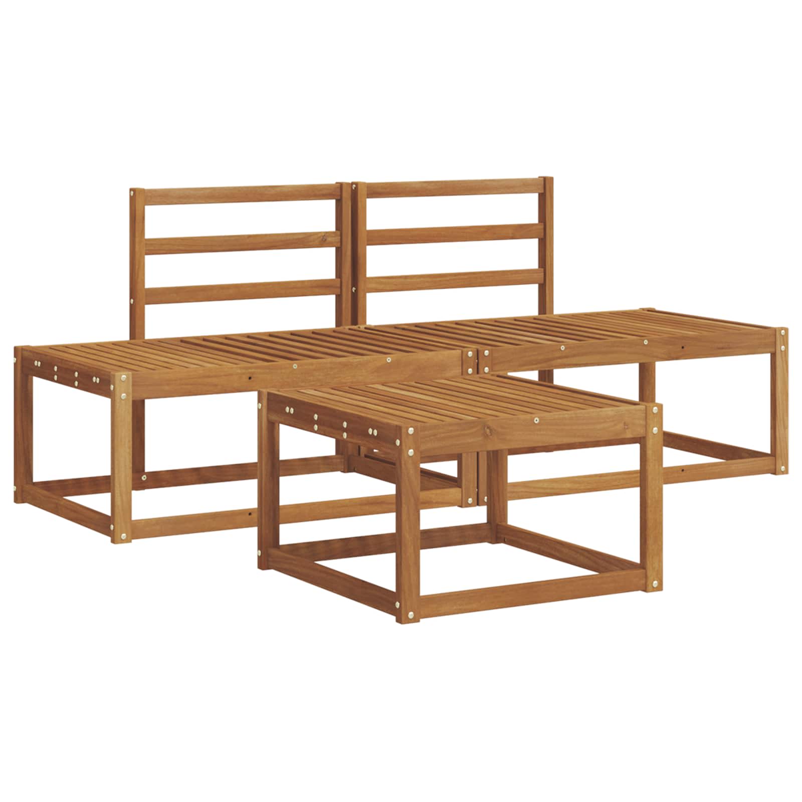 Set vanjskih sofa 3 pcs Prirodna Čvrsto drvo akacije
