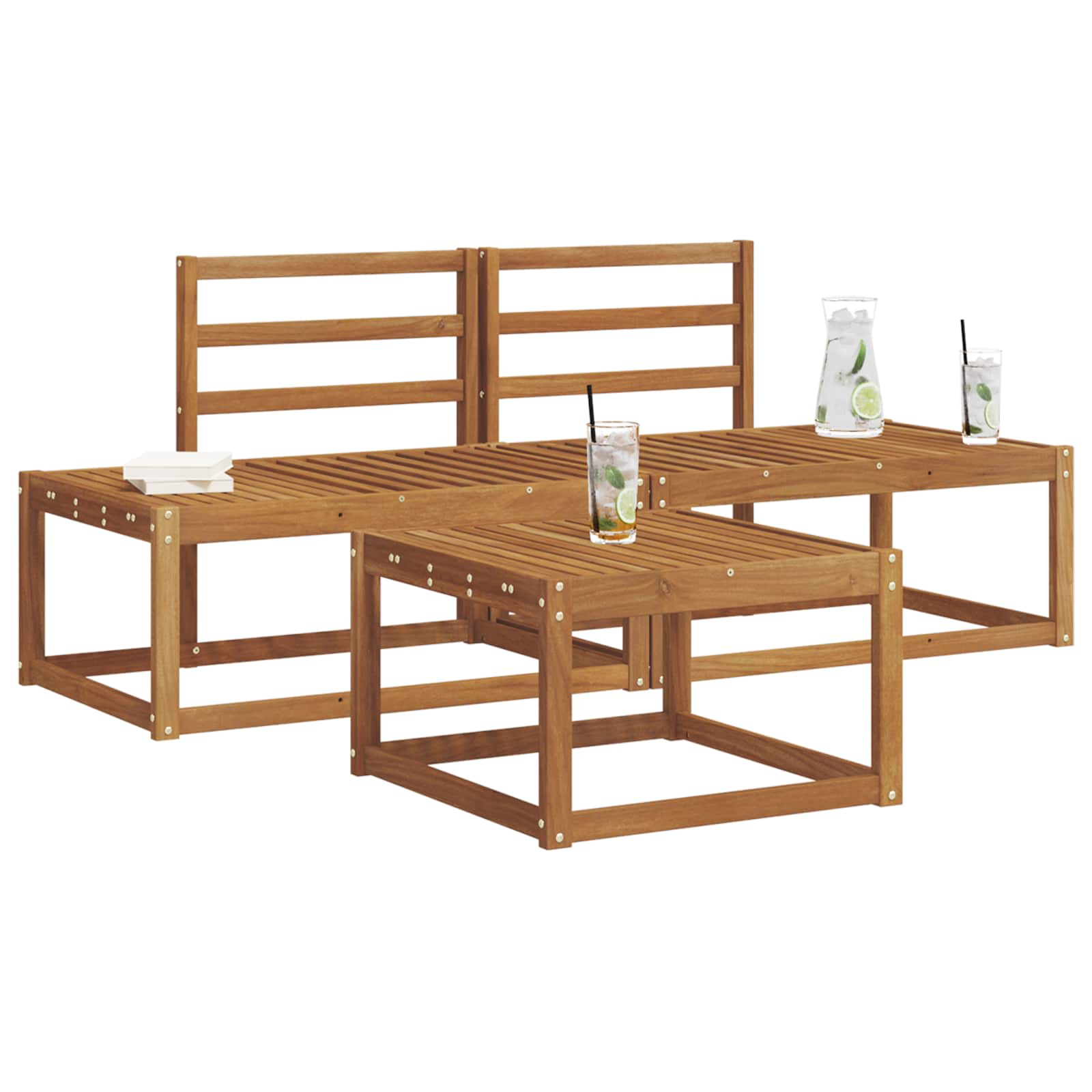Set vanjskih sofa 3 pcs Prirodna Čvrsto drvo akacije