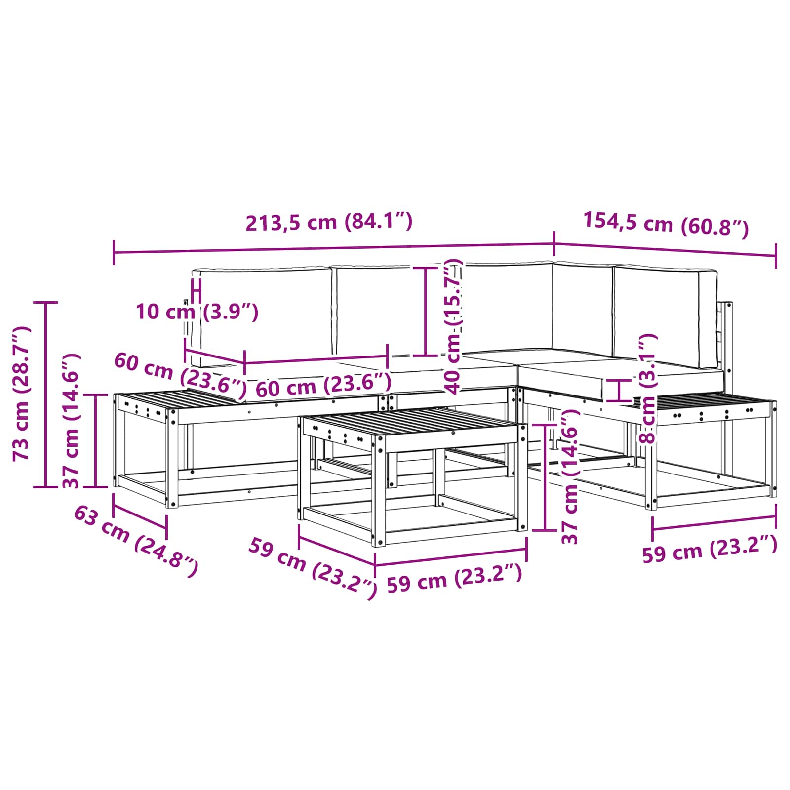 Set vanjskih sofa s jastukom 5 Komad Prirodna i krem