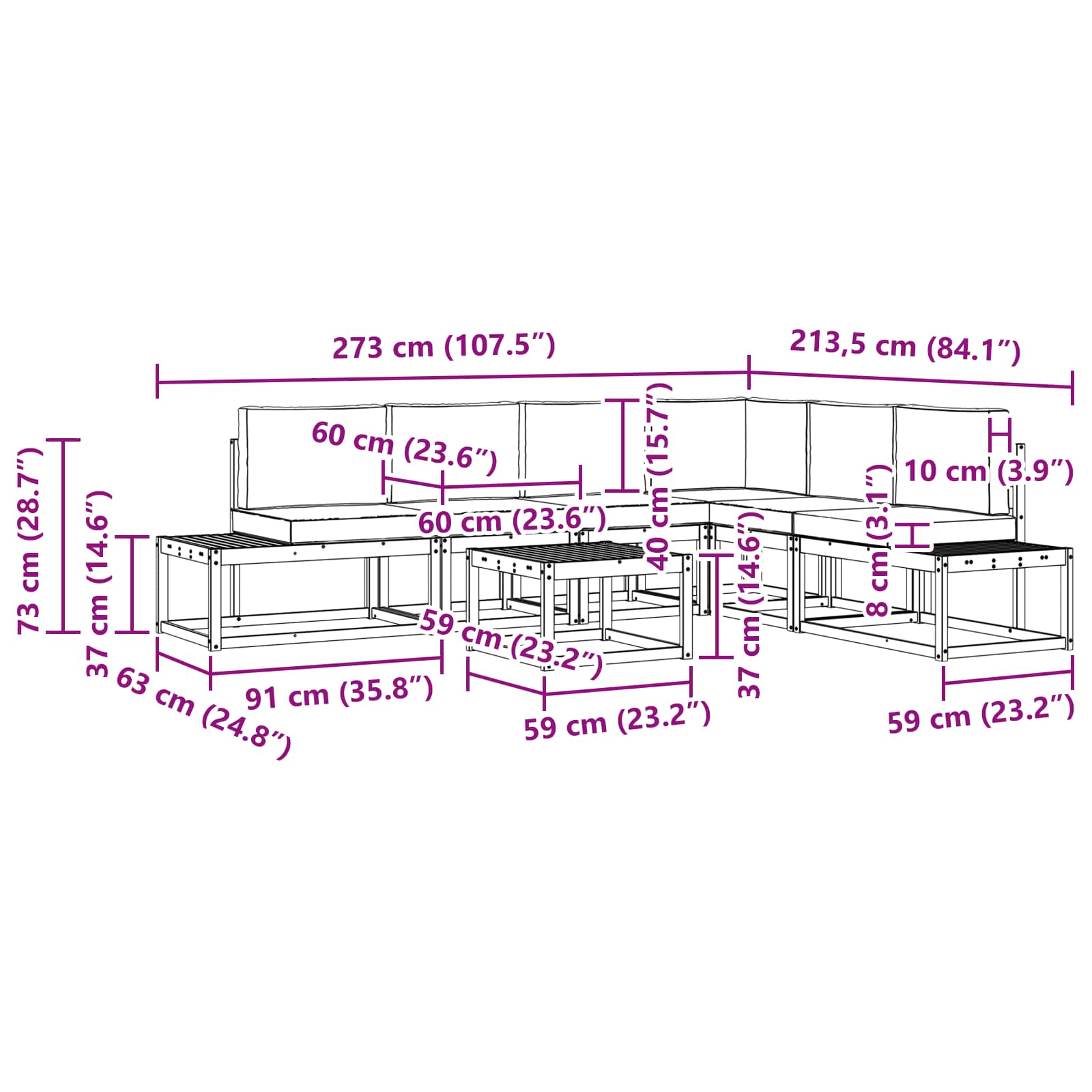 Set vanjskih sofa s jastukom 7 Komad Prirodna i svijetlo siva