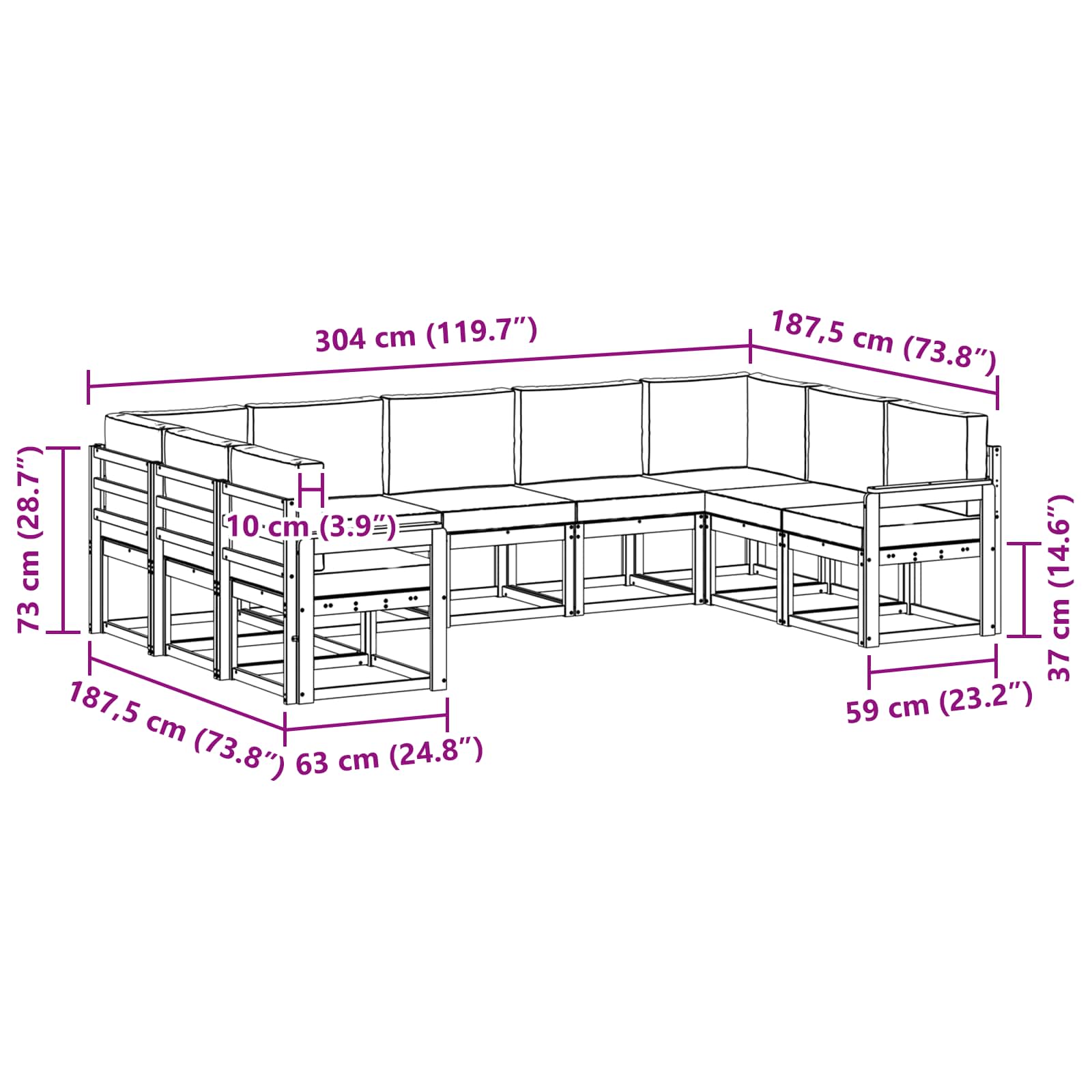 Set vanjskih sofa s jastukom 9 pcs Prirodna i antracit