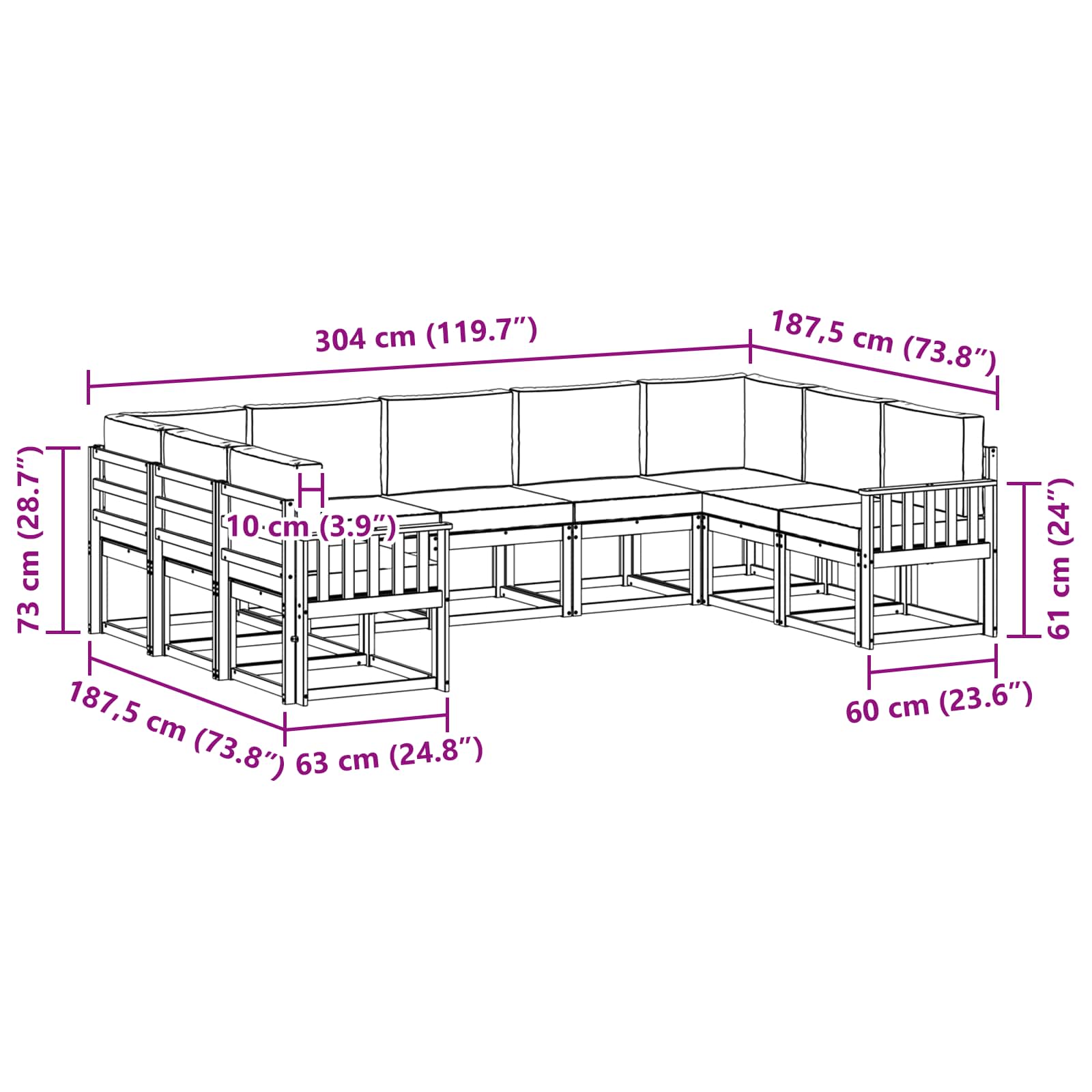 Set vanjskih sofa s jastukom 9 pcs Prirodna i svijetlo siva