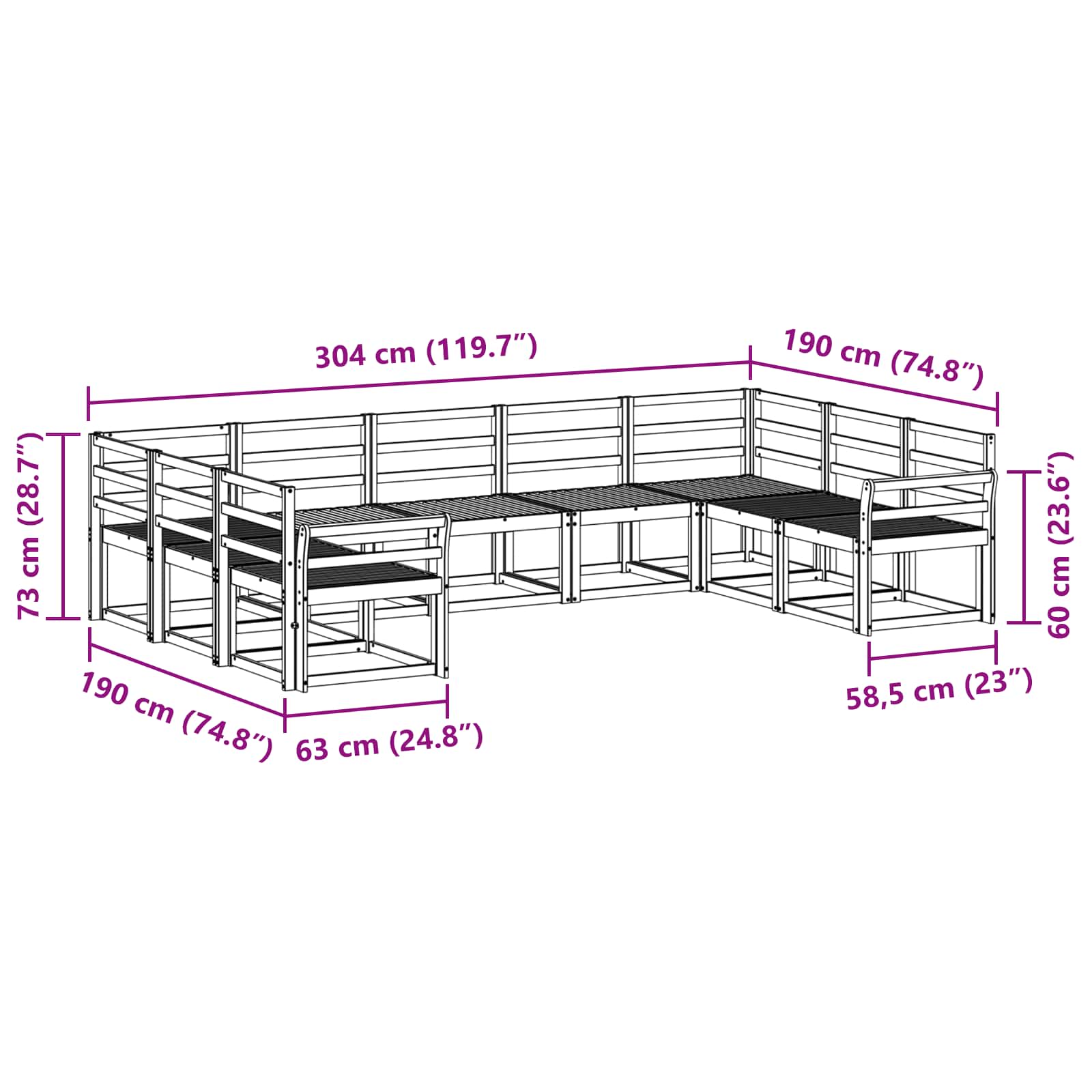 Set vanjskih sofa 9 pcs Prirodna Čvrsto drvo akacije