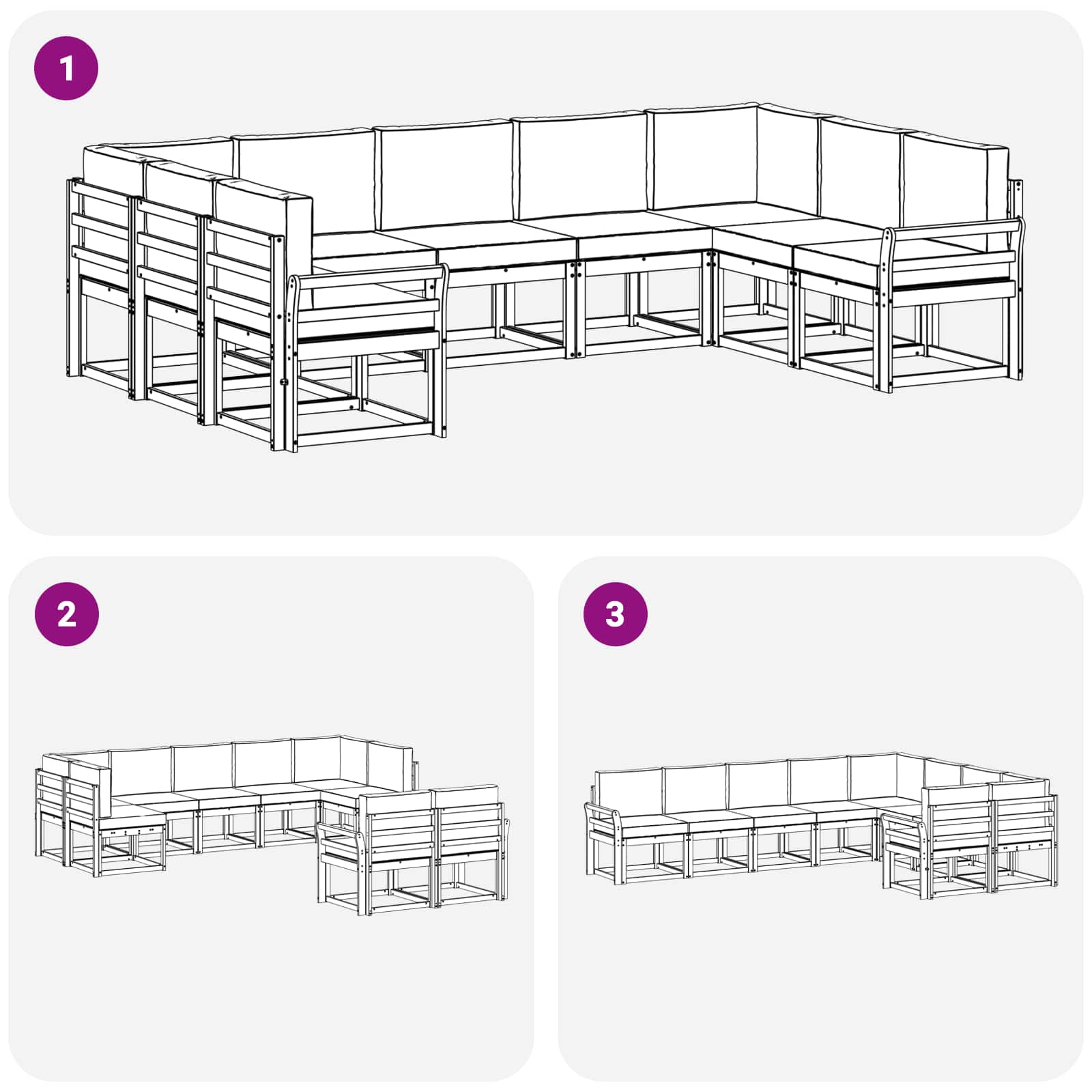 Set vanjskih sofa s jastukom 9 pcs Prirodna i antracit