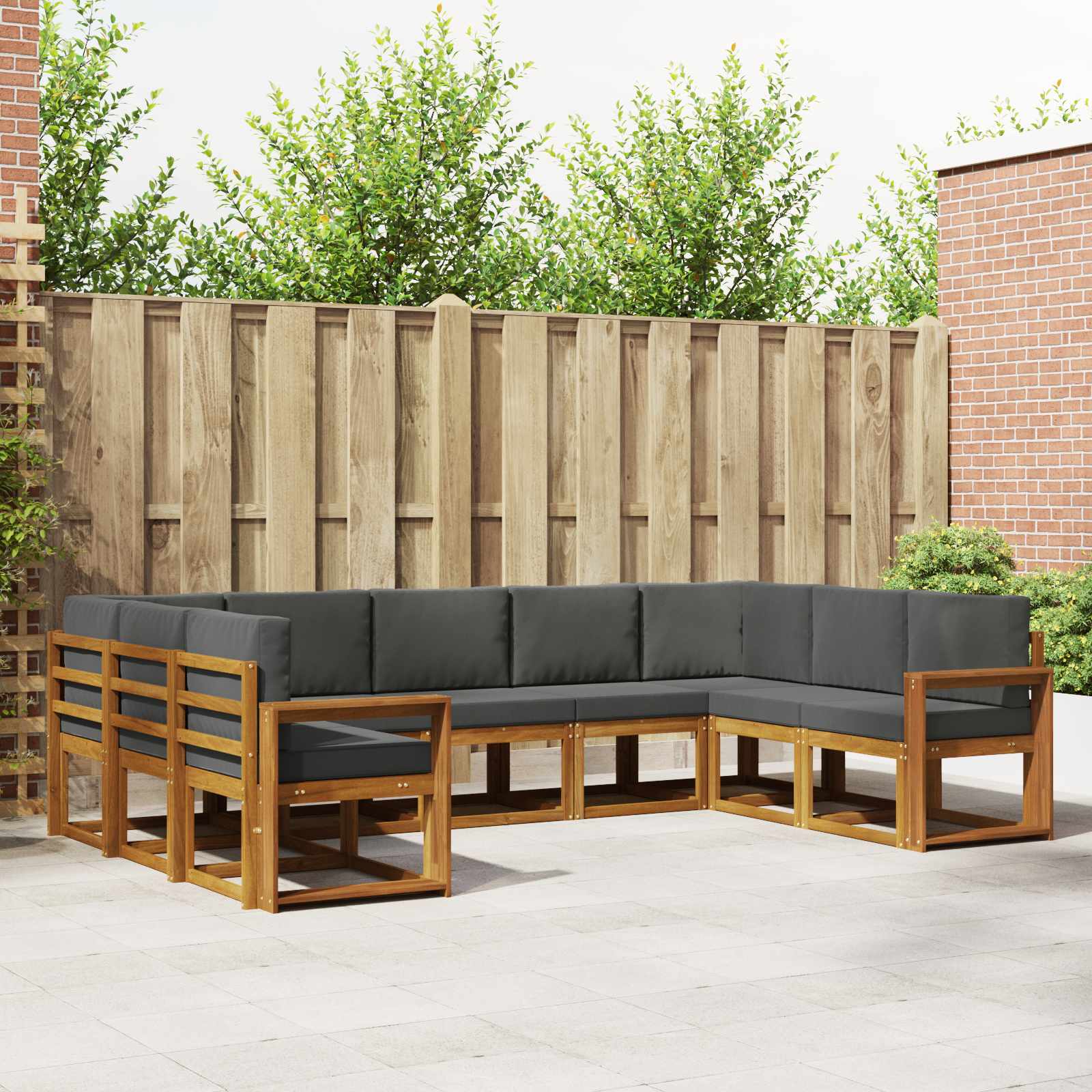 Set vanjskih sofa s jastukom 9 pcs Prirodna i antracit