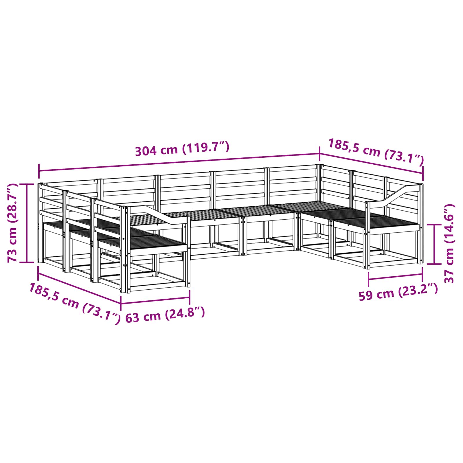 Set vanjskih sofa 9 pcs Prirodna Čvrsto drvo akacije