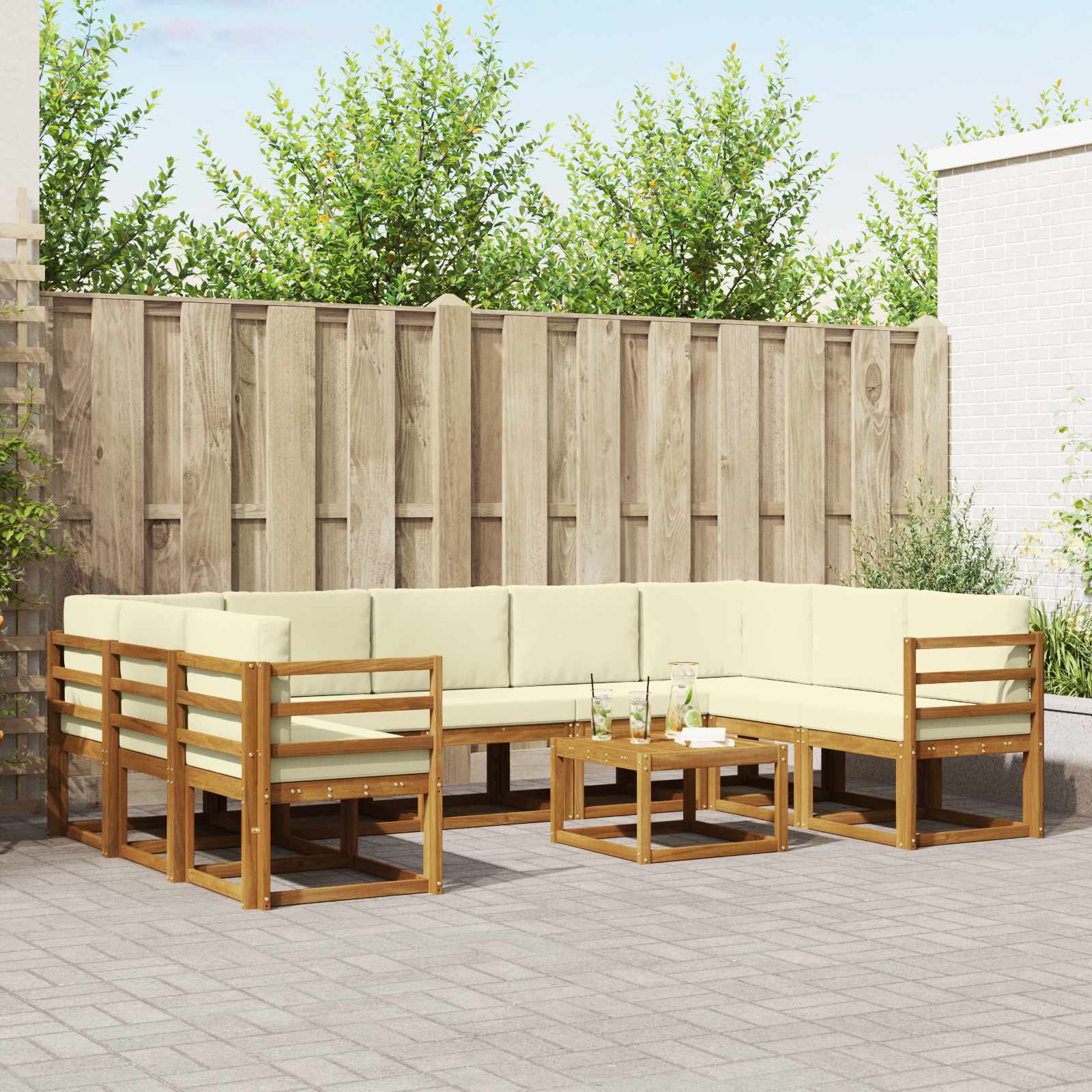 Set vanjskih sofa s jastukom 10 pcs Prirodna i krem