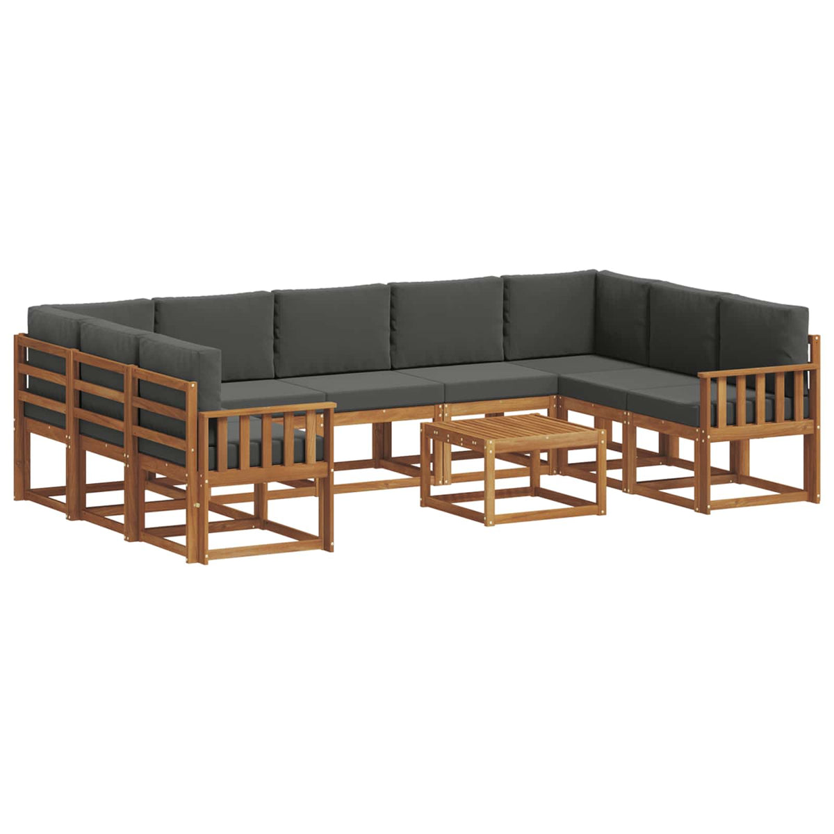 Set vanjskih sofa 10 kom. Prirodna i antracit