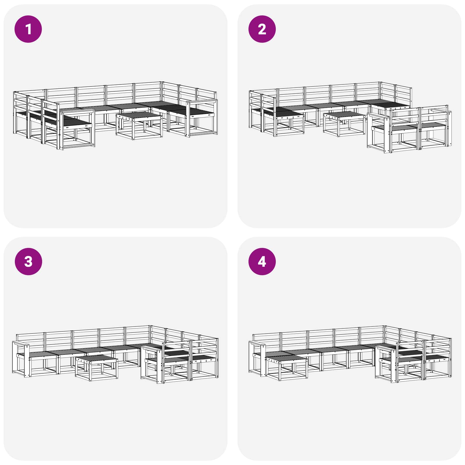 Set vanjskih sofa 10 pcs Prirodna Čvrsto drvo akacije