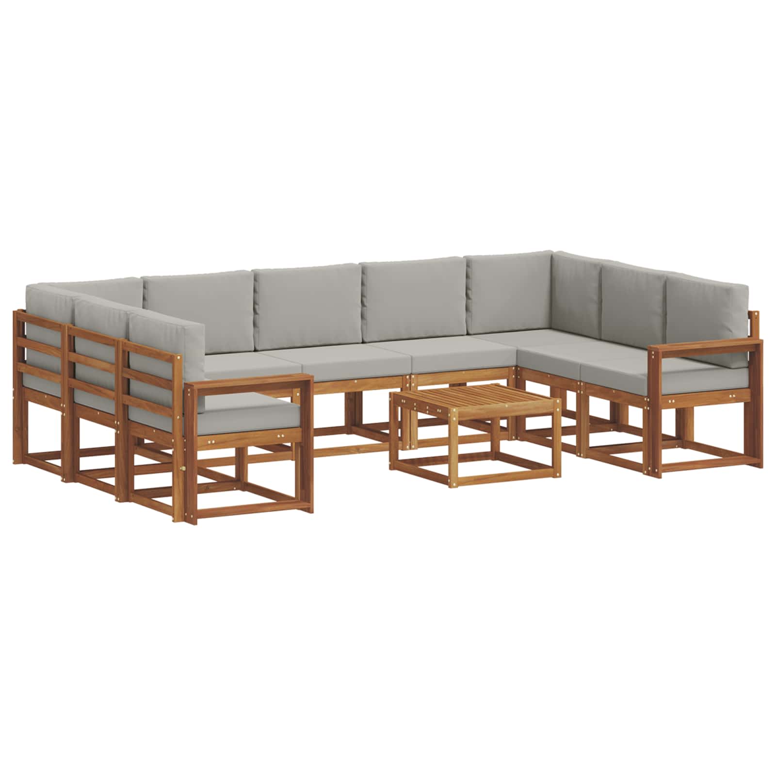 Set vanjskih sofa 10 kom. Prirodna i svijetlo siva