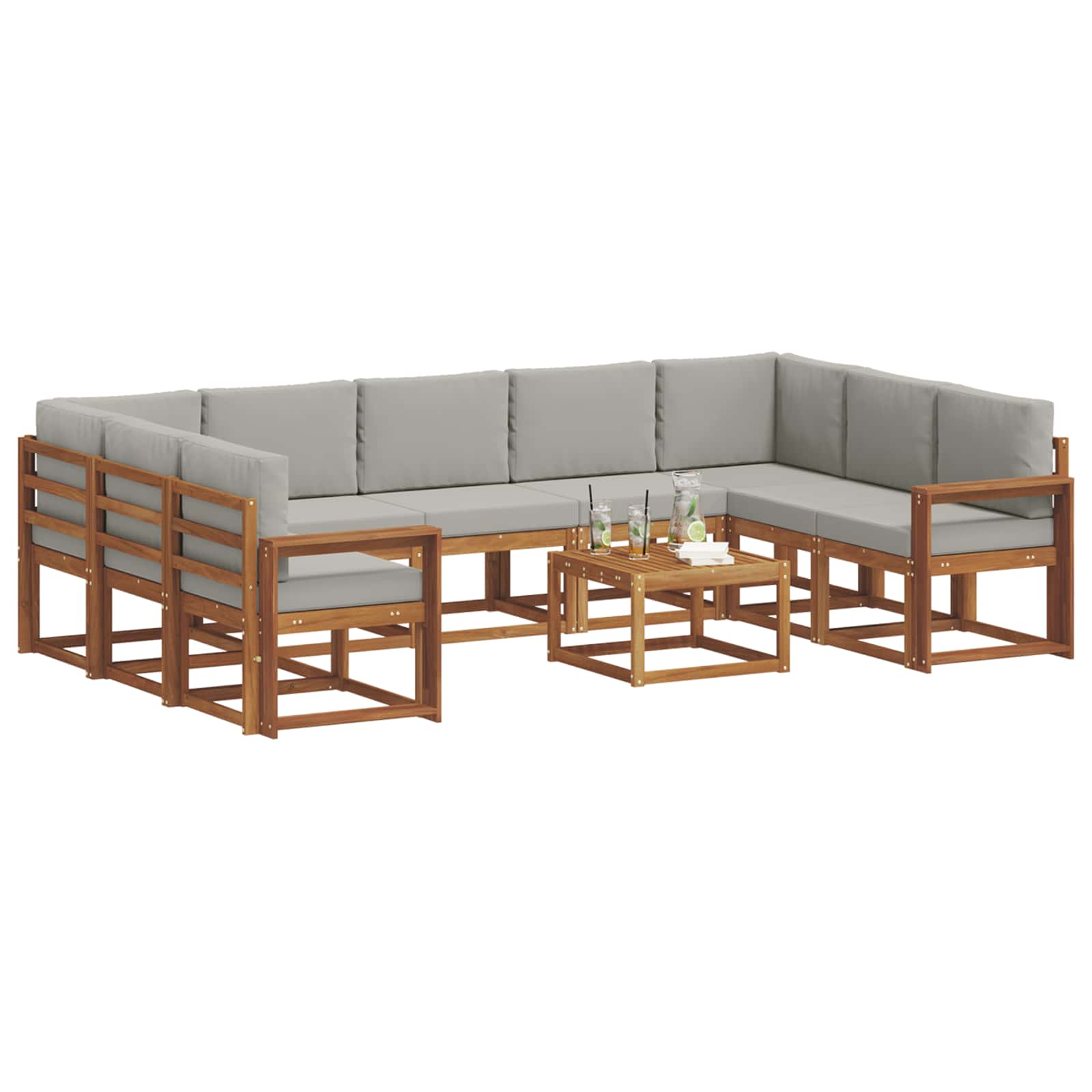 Set vanjskih sofa 10 kom. Prirodna i svijetlo siva