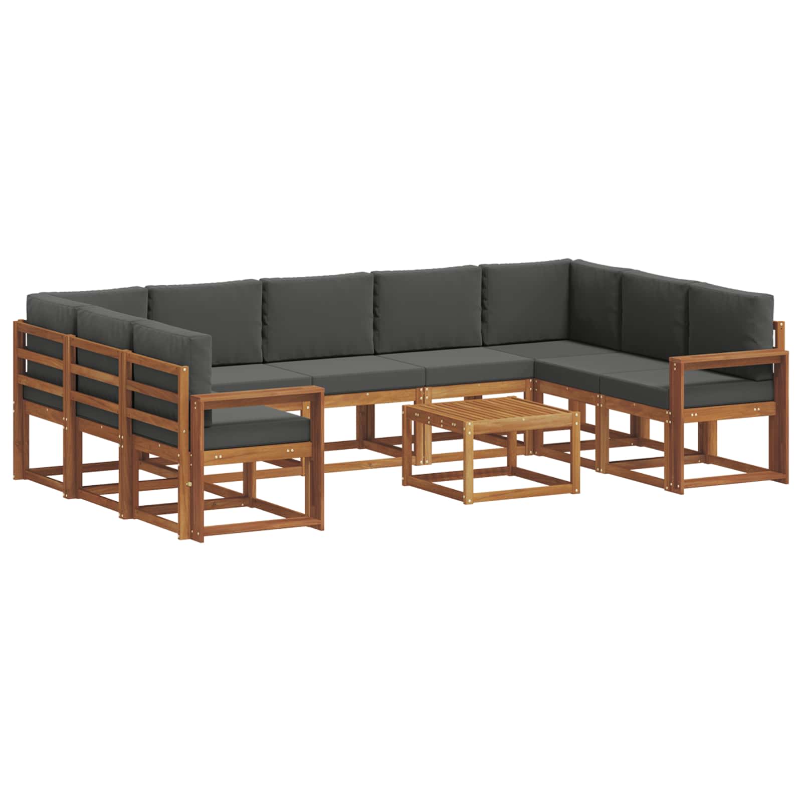 Set vanjskih sofa 10 kom. Prirodna i antracit