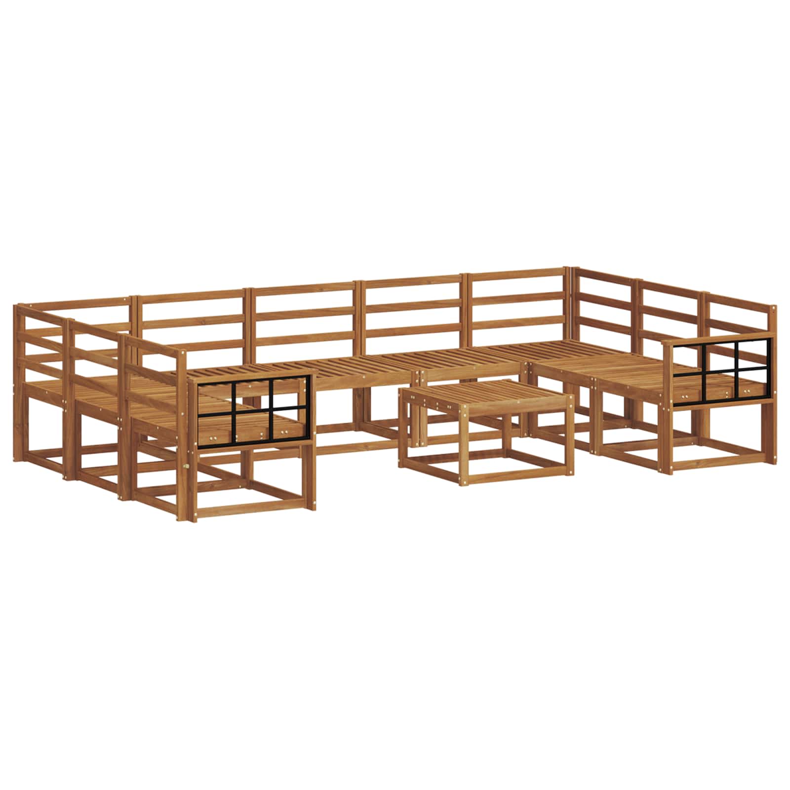 Set vanjskih sofa 10 pcs Prirodna Čvrsto drvo akacije