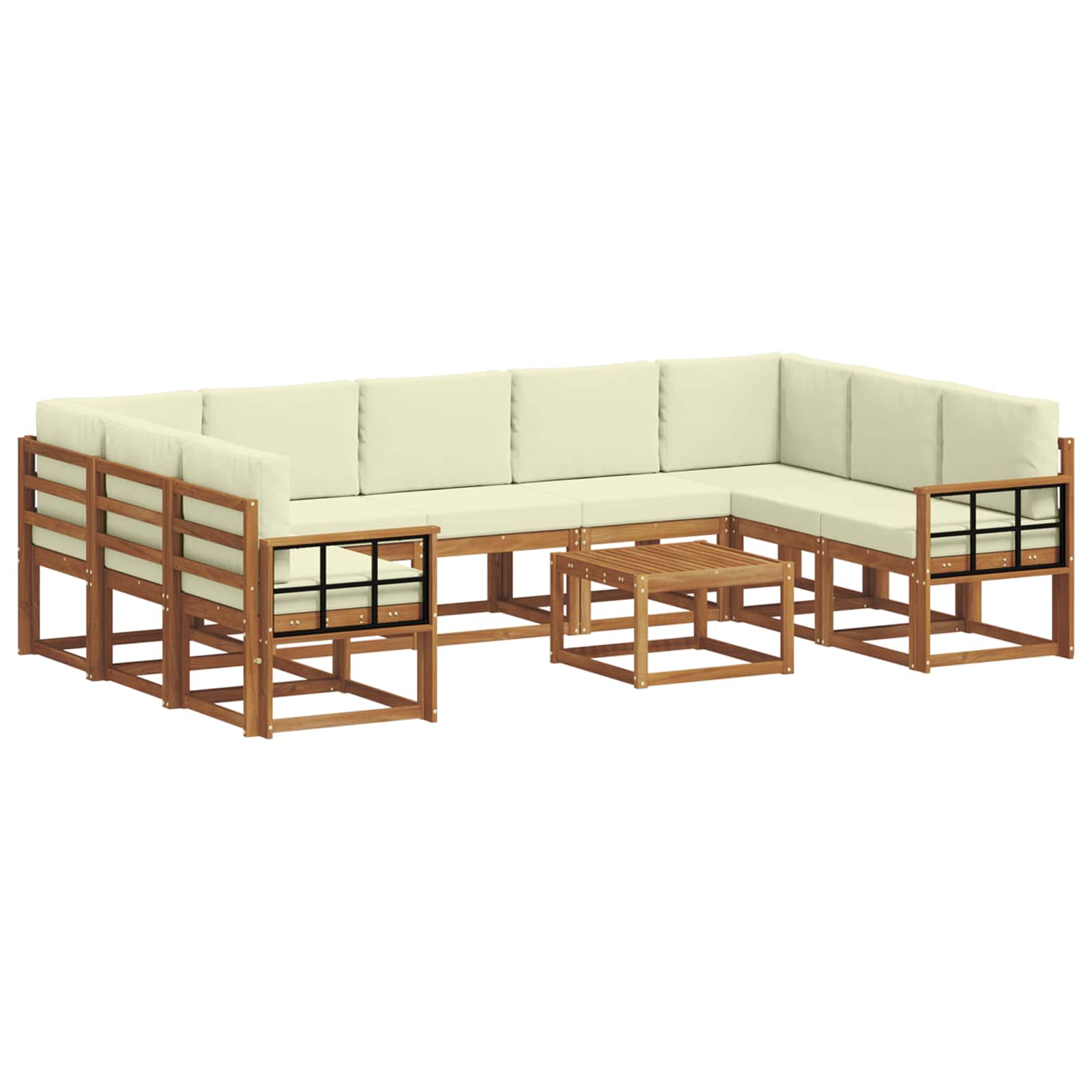 Set vanjskih sofa s jastukom 10 pcs Prirodna i krem