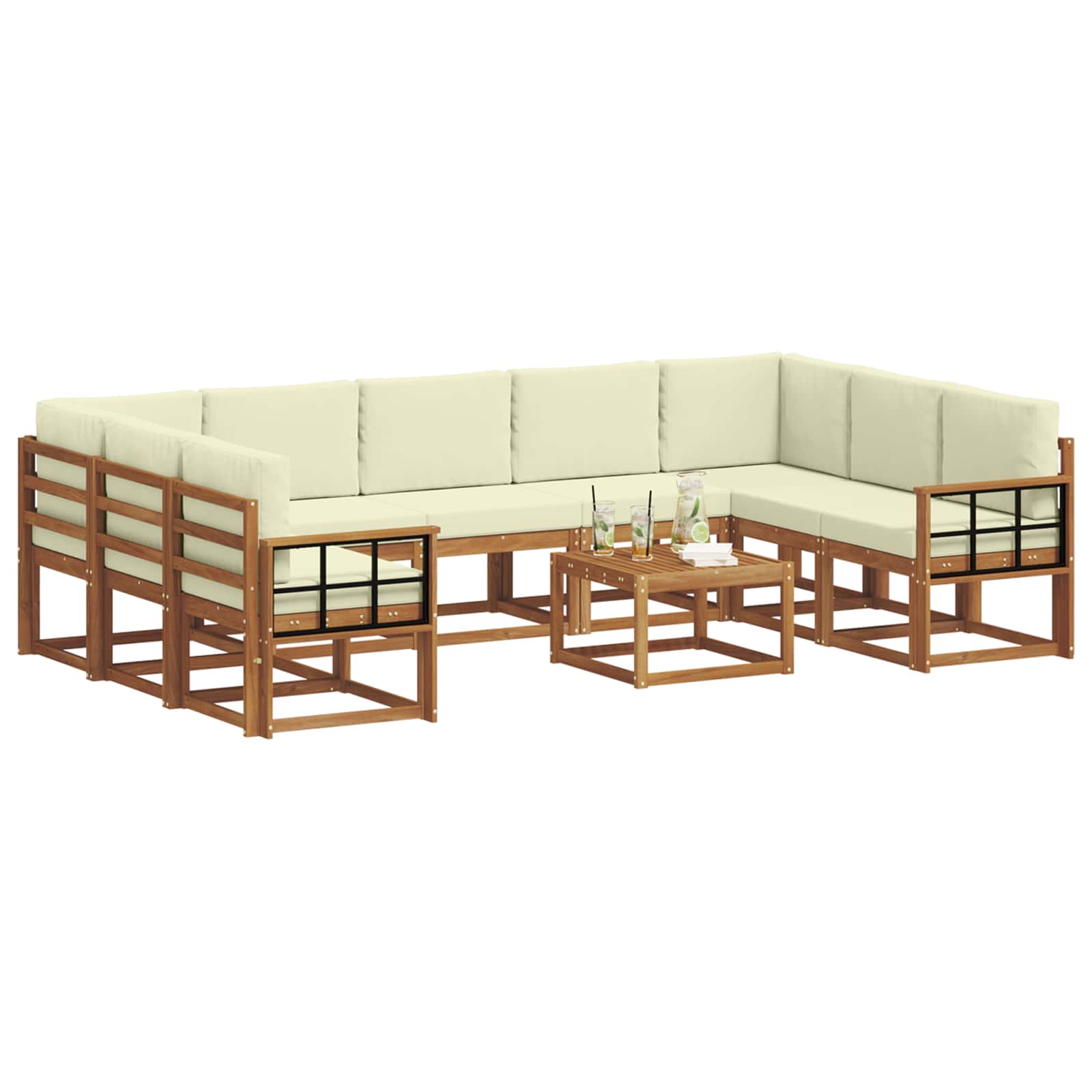 Set vanjskih sofa s jastukom 10 pcs Prirodna i krem