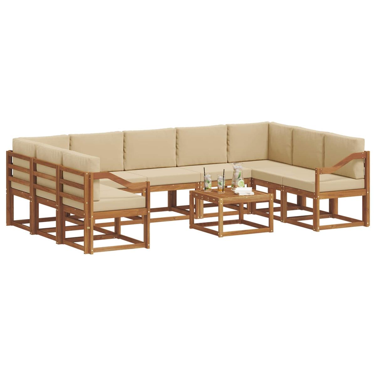 Set vanjskih sofa 10 kom. Prirodna i bež