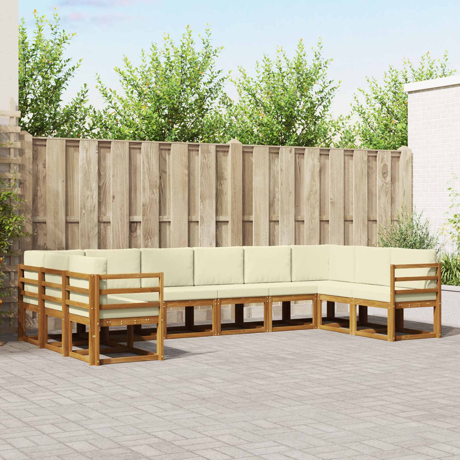 Set vanjskih sofa s jastukom 10 pcs Prirodna i krem