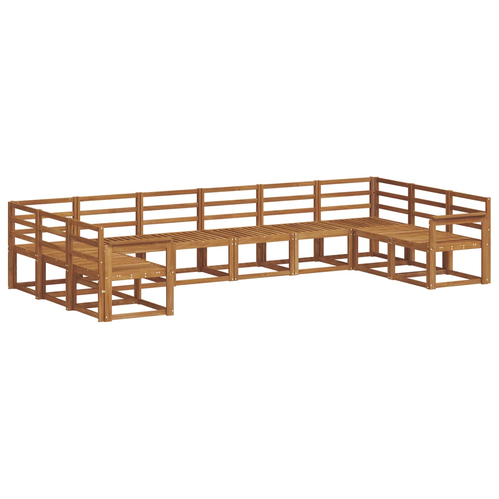 Set vanjskih sofa 10 pcs Prirodna Čvrsto drvo akacije