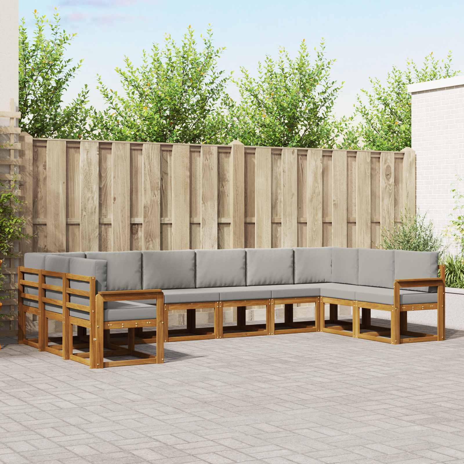 Set vanjskih sofa s jastukom 10 pcs Prirodna i svijetlo siva