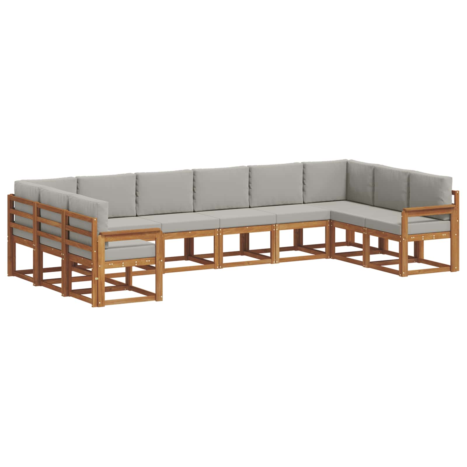 Set vanjskih sofa s jastukom 10 pcs Prirodna i svijetlo siva
