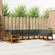 Set vanjskih sofa 10 kom. Prirodna i antracit Smeđa 363 x 187,5 x 73 cm